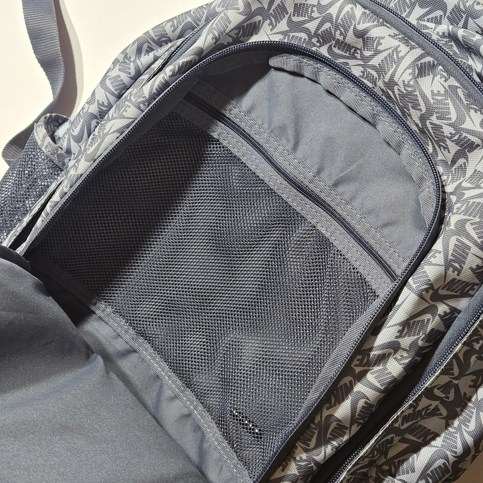 Nike Hayward 2.0 Backpack Gray Blue Nike Lettering Print White Logo