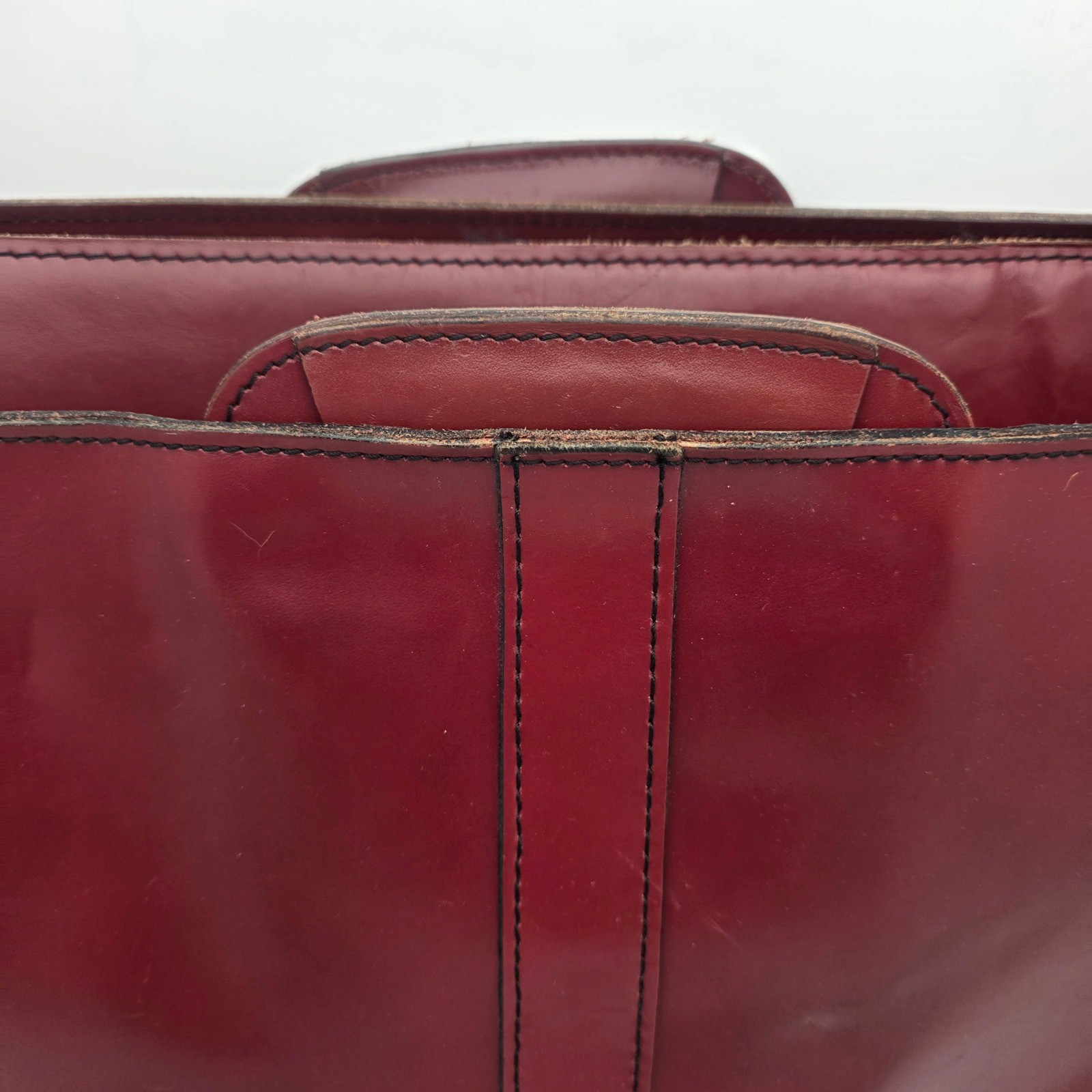 Maximillian Top Grain Cowhide Leather Laptop Bag Briefcase Burgundy Vintage