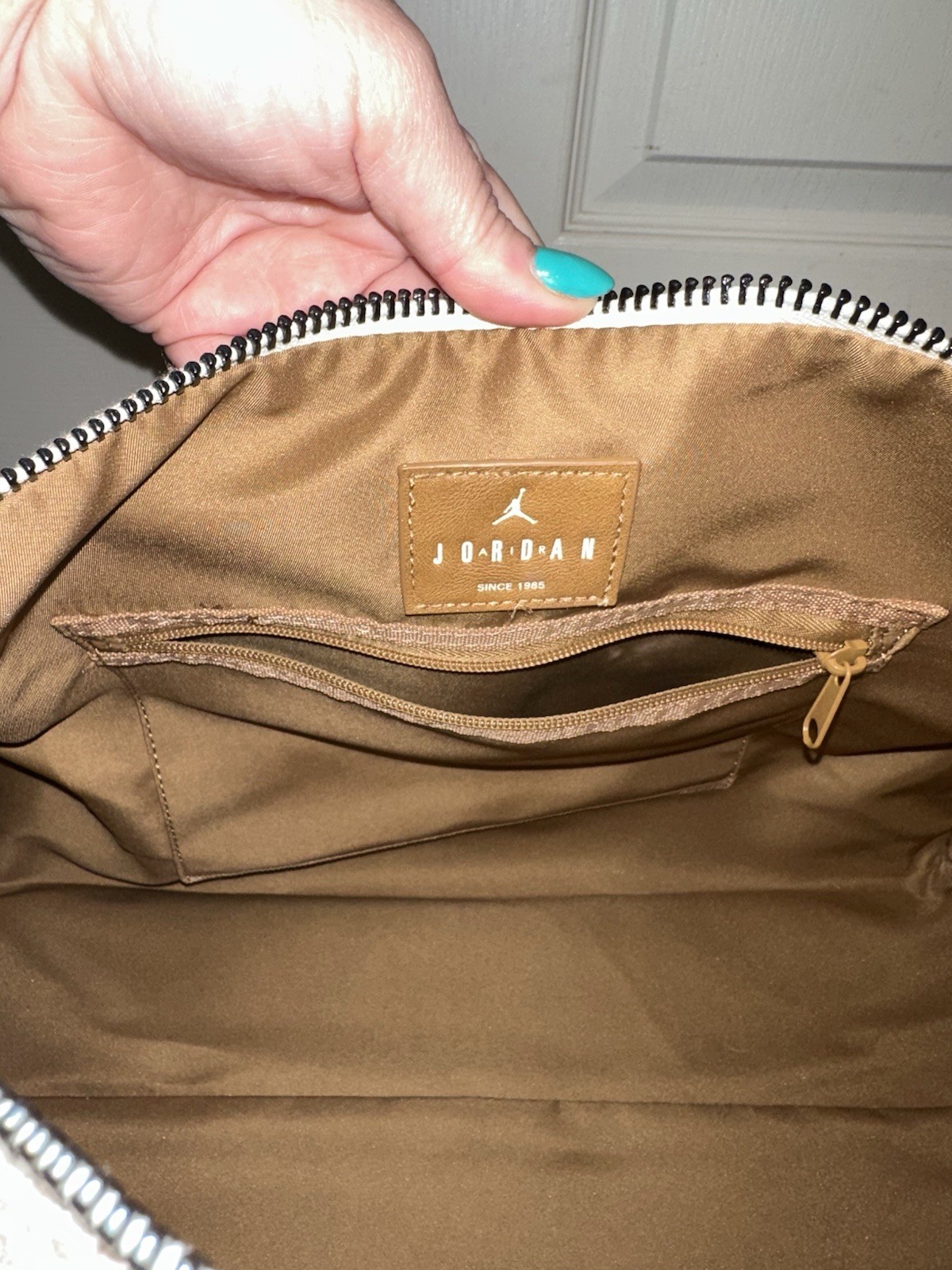 NWT Jordan Monogram Duffle Bag 20L Coconut Milk Beige Tan Travel Gym MA0759