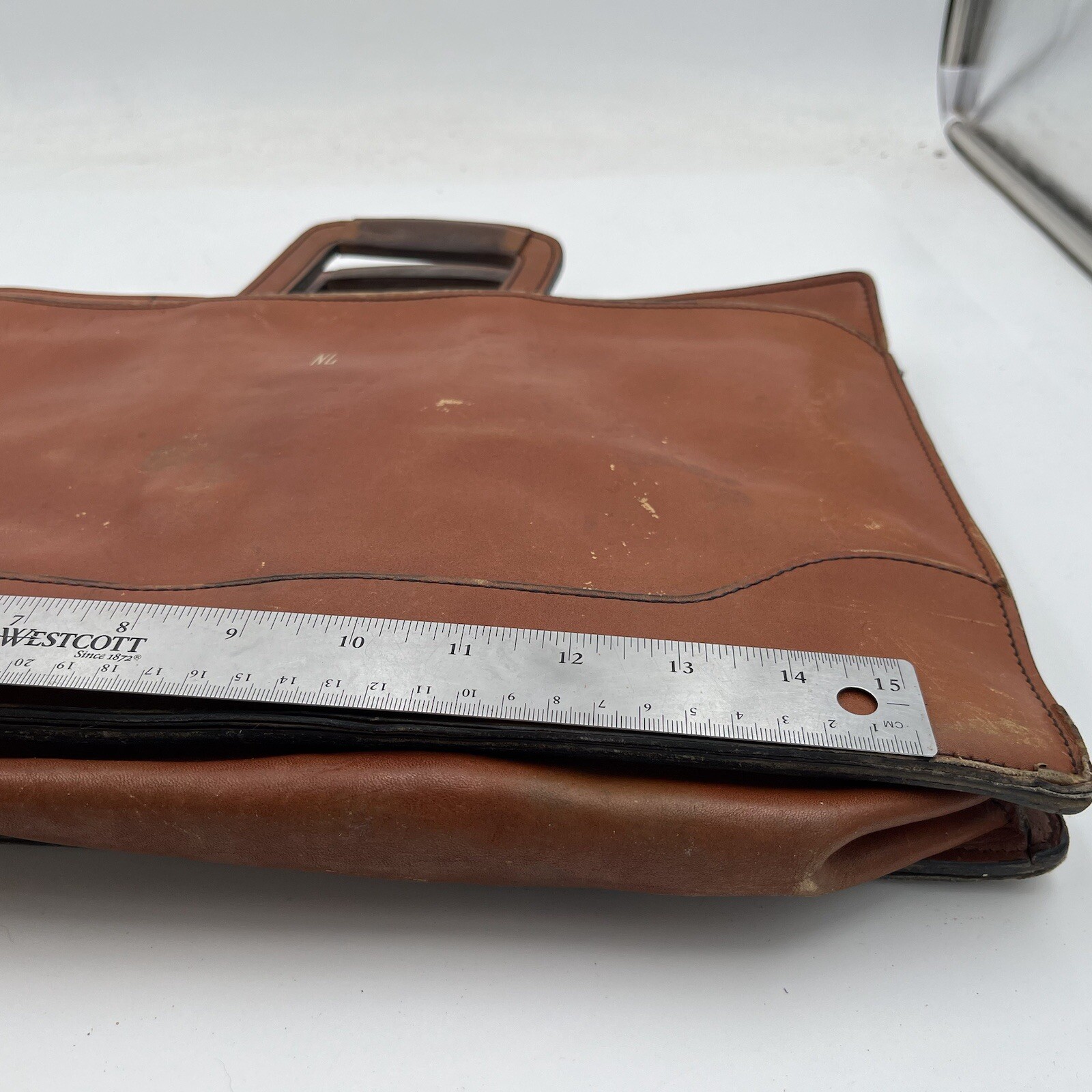 Vintage Schlesinger Brothers Briefcase Casesetter Slim Portfolio Brown Leather