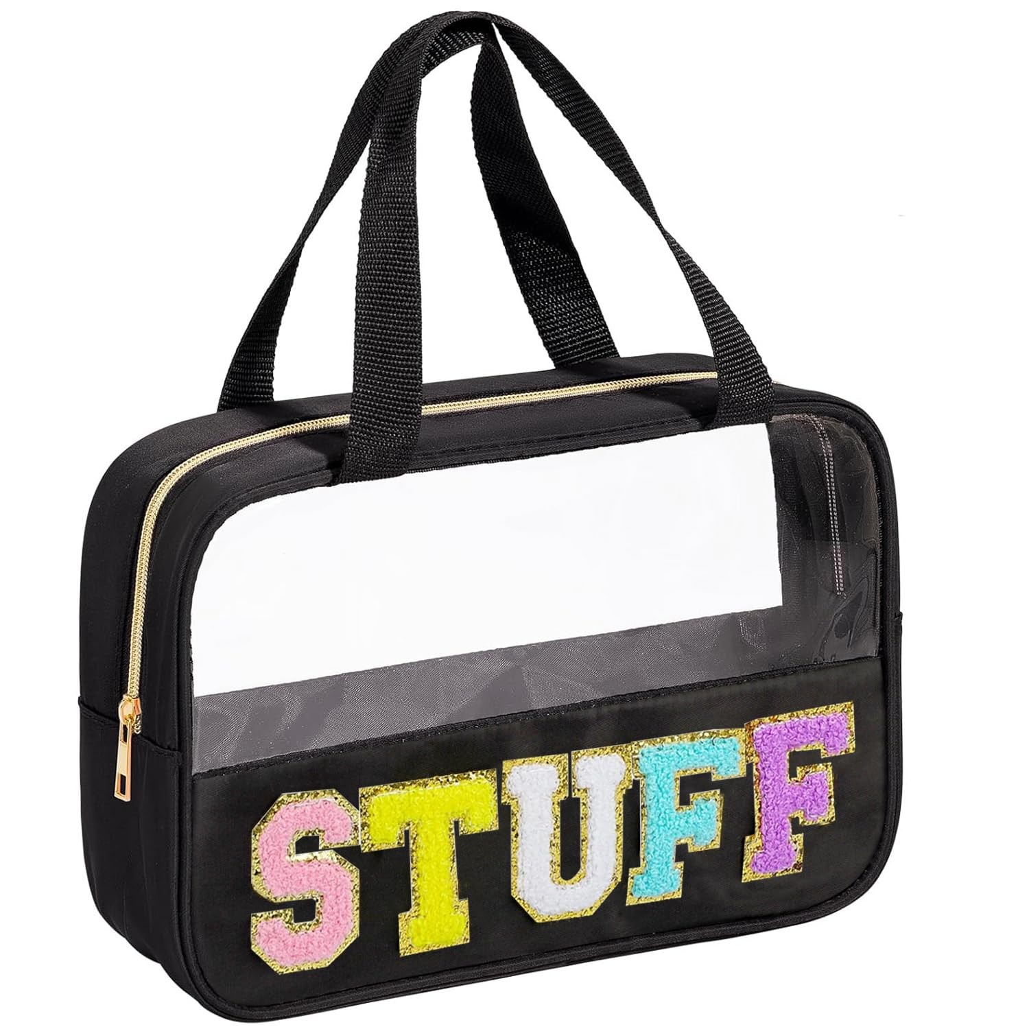 BuyCard Aesthetic Preppy Stuff Bags for Travel, Clear Stuff-Black