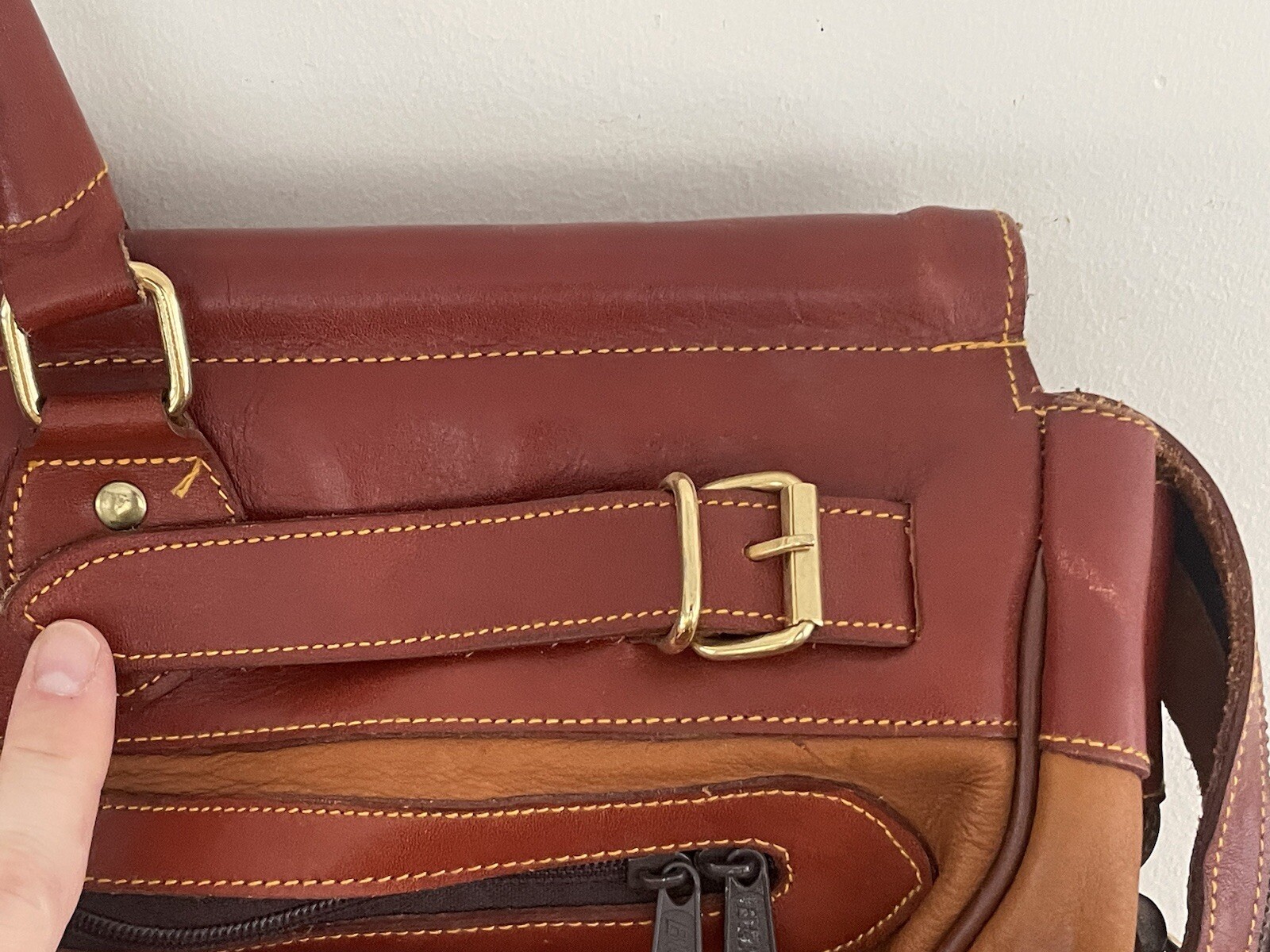 VTG ‘Old Leather’ KOY LEATHER GOODS STRINGER BAG Messenger Briefcase Laptop Case