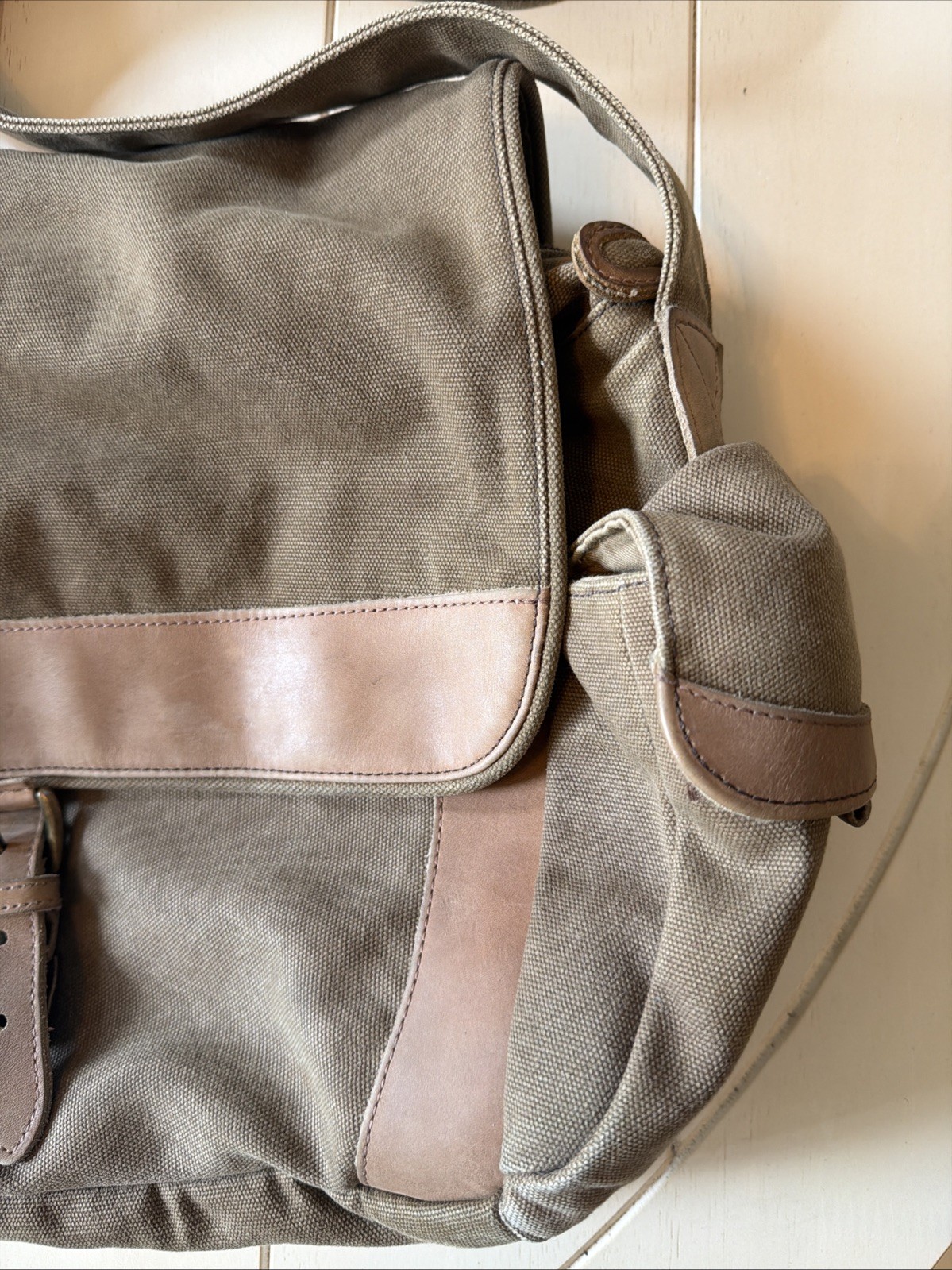 Vintage LL Bean Messenger Bag Canvas Leather Field Bag Cross Body Purse