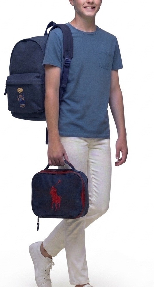 Polo Ralph Lauren Kids Men Women Navy Polo Bear Backpack & Combo Lunch Box Set