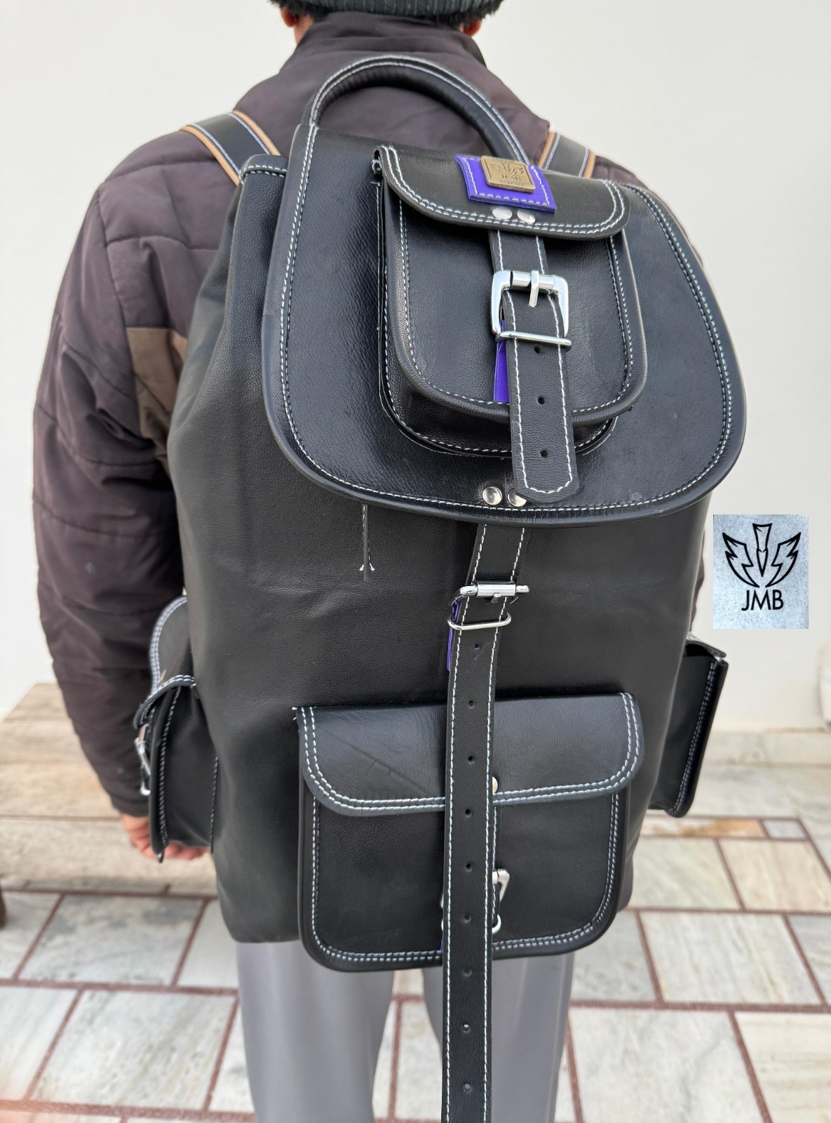 Leather Bag Backpack Men Laptop Satchel Genuine Rucksack Shoulder Black Bag