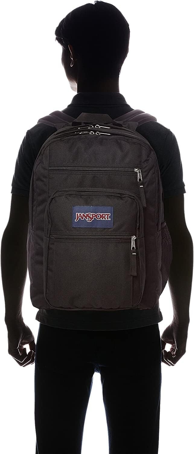 JanSport Big Student Backpack Ergonomic Shoulder Straps 5-Compartments, Black