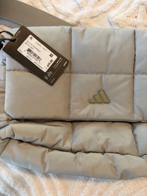 Adidas quilted, metal gray crossbody bag medium size NWT