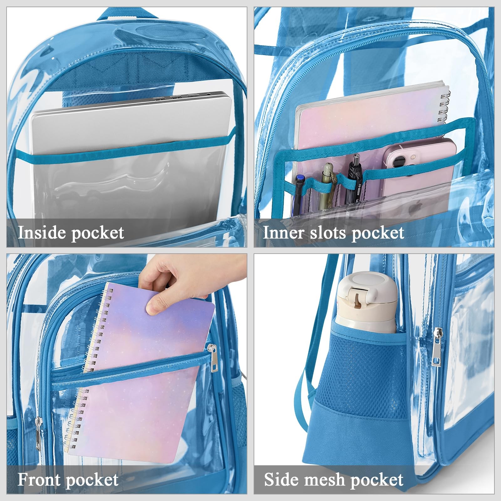 Clear Backpack, Heavy Duty PVC Transparent Backpack with Reinforced Straps, S…