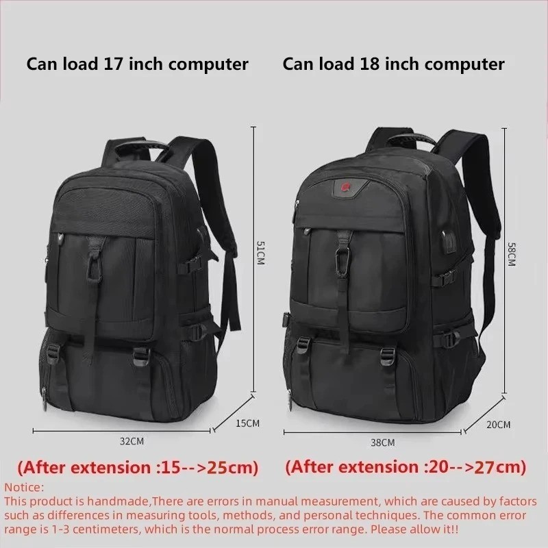 50L 80L Large Travel Backpack Men Separate Shoe Compartment Business Bag Outdoor