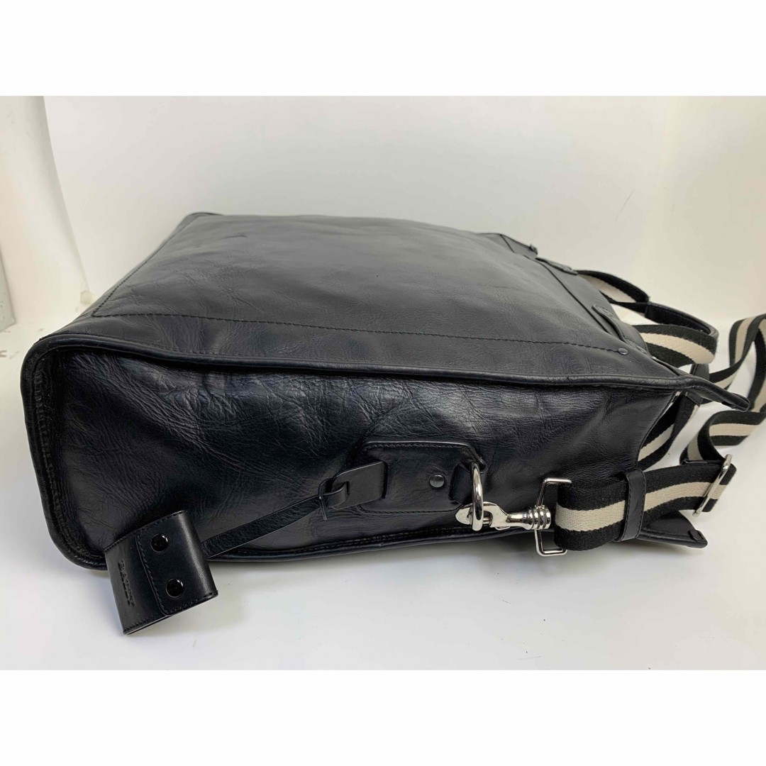BALLY Leather 2-Way Tote Bag Shoulder Designer Spacious Vintage 39x43x12cm