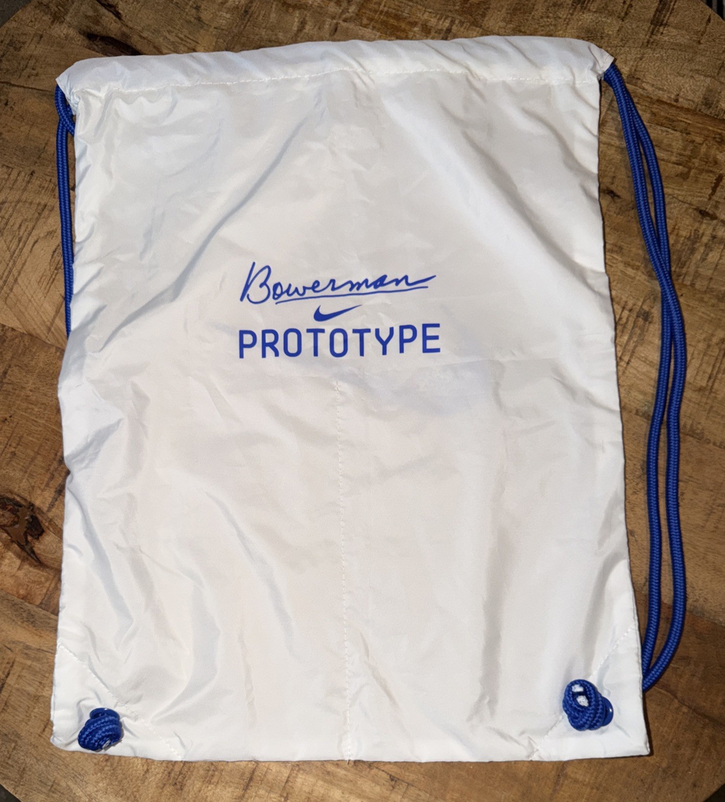 Nike Bowerman PROTOTYPE Dust Bag White Blue For Track Spikes 17.5 X 13.5 Inch