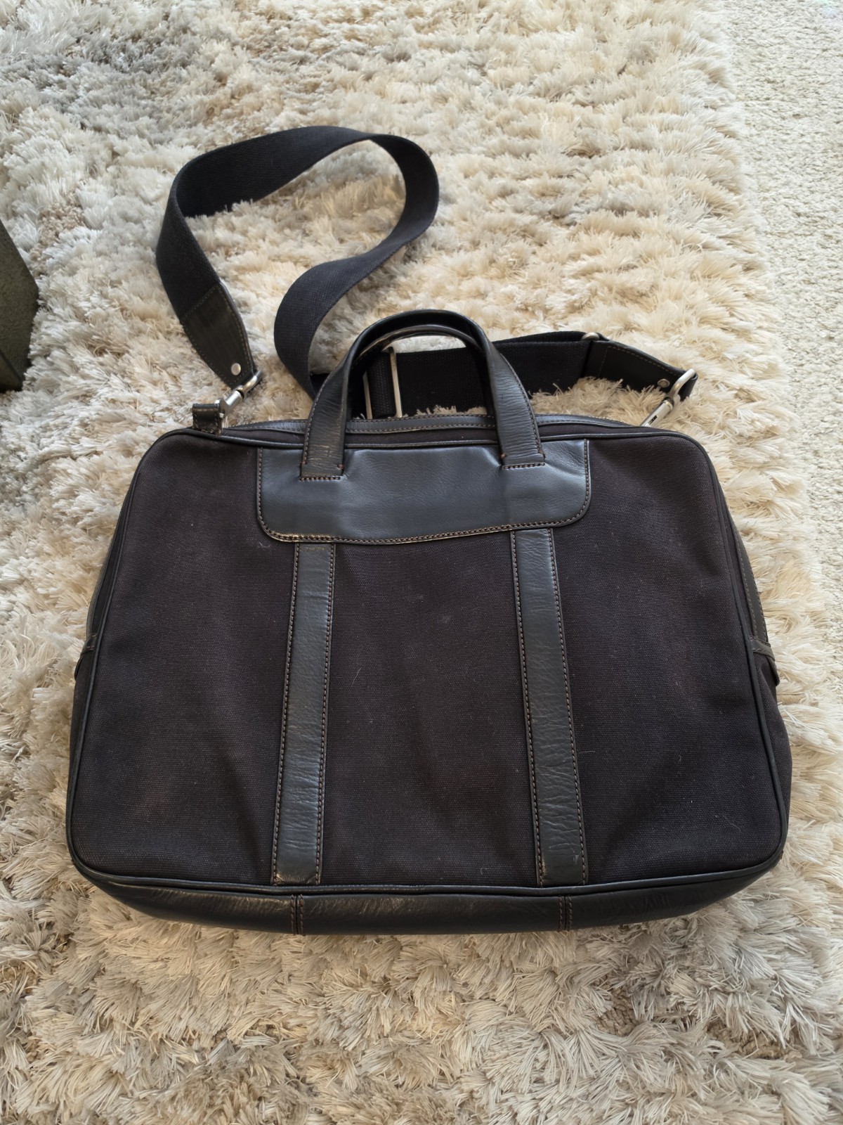 Authentic Jack Spade Canvas & Leather Briefcase Laptop Black Bag