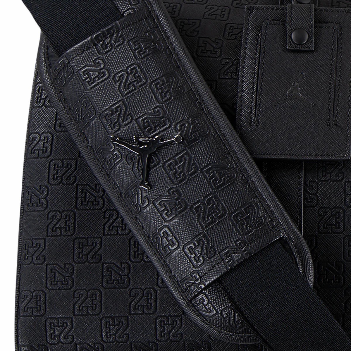 Nike Air Jordan Monogram Leather Duffle Bag Black Silver MM0987-023