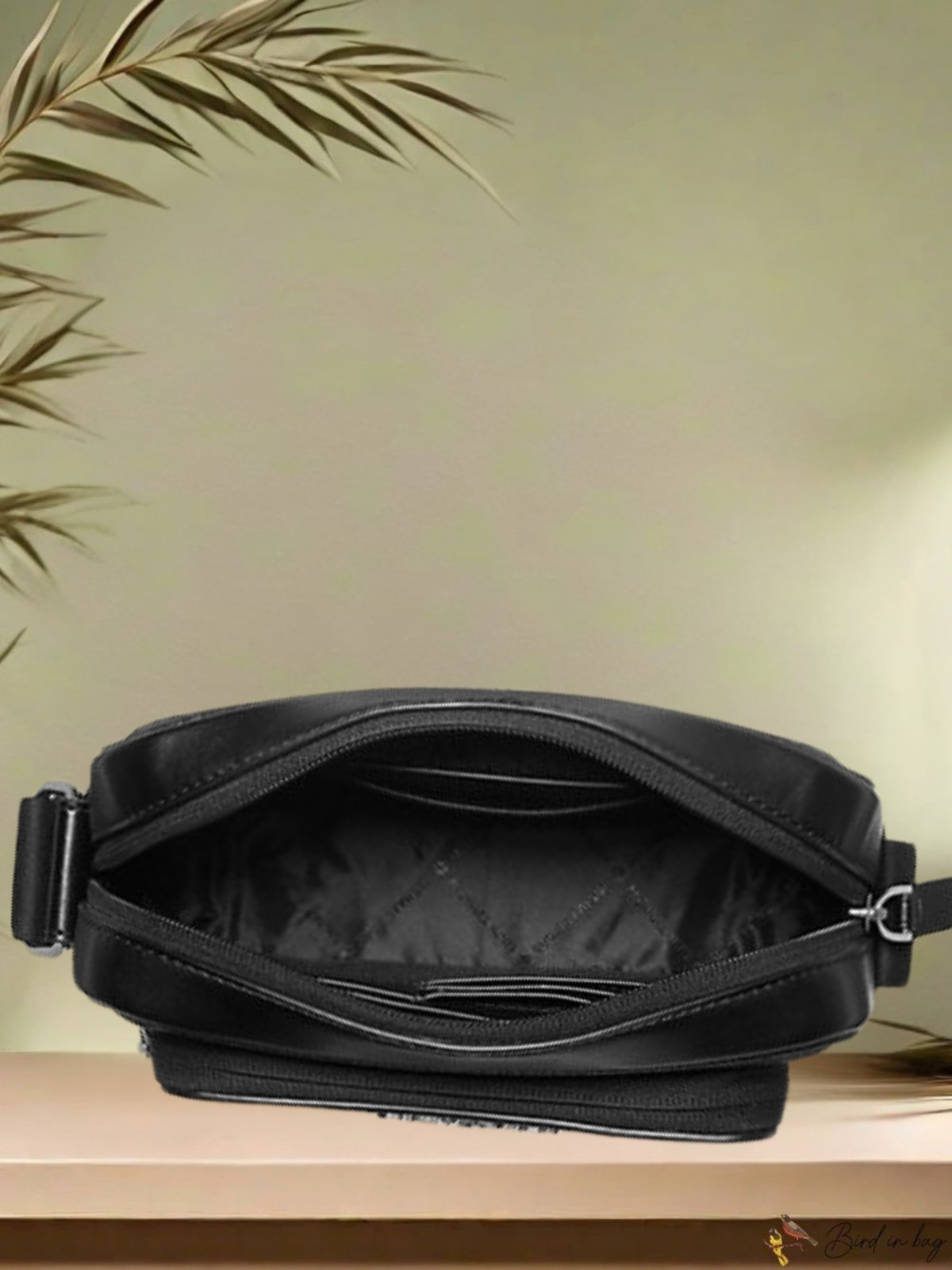Michael Kors Cooper Men MK Logo Camera Double Zip Shoulder Bag + Pouch Black