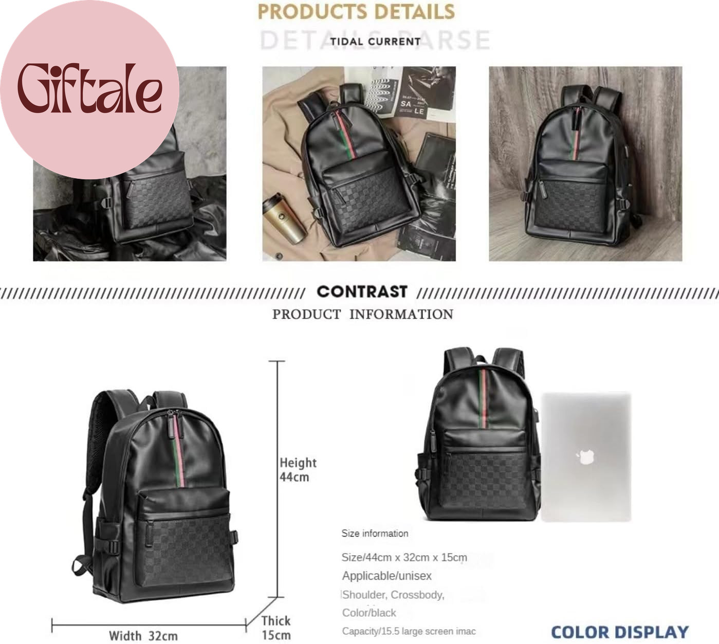 Leather Backpack School College Bookbag Leisure Business Travel Hiking Rucksack,