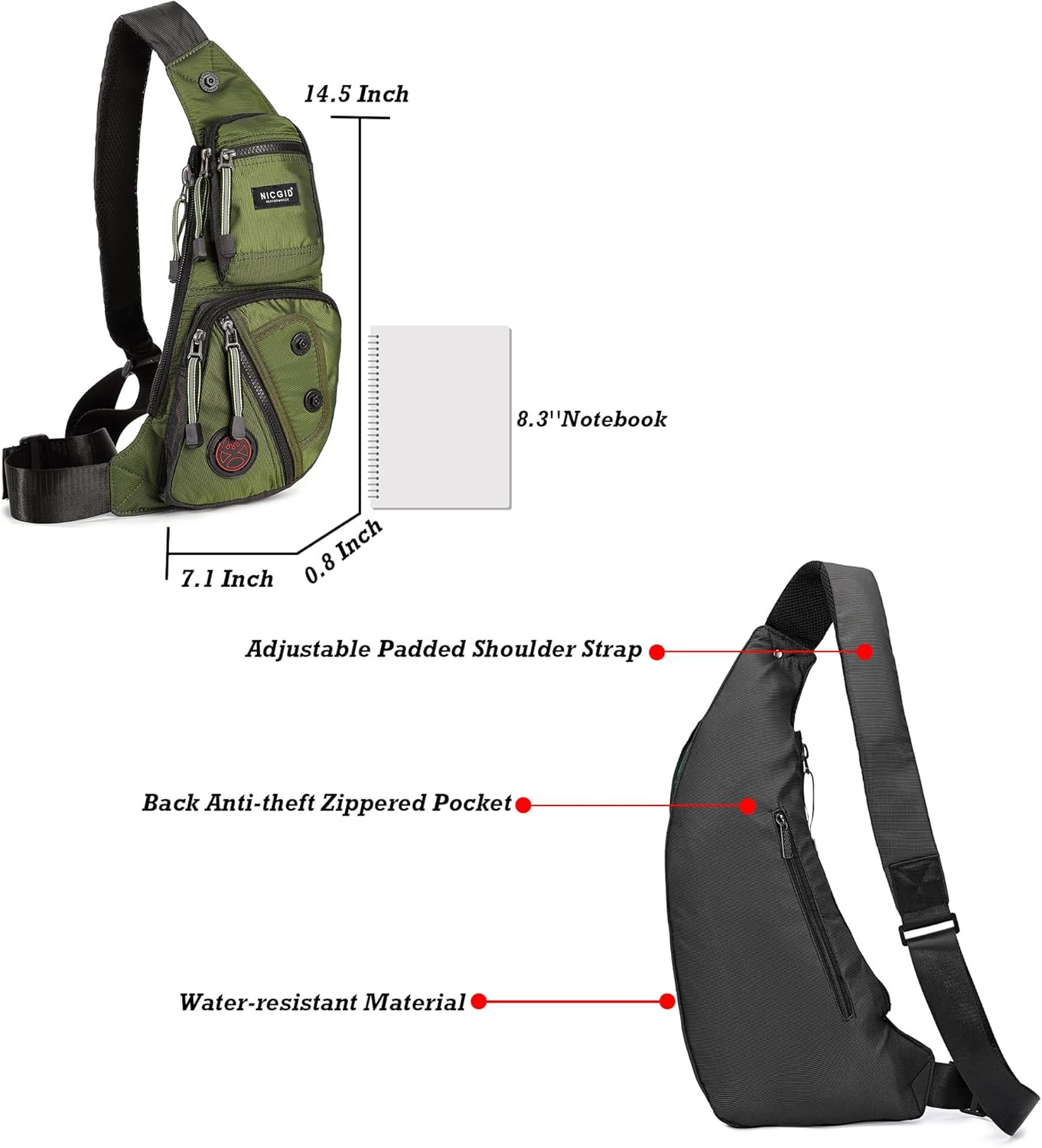 Sling Bag Chest Shoulder Backpack Crossbody Bags Casual Daypack for Men Women