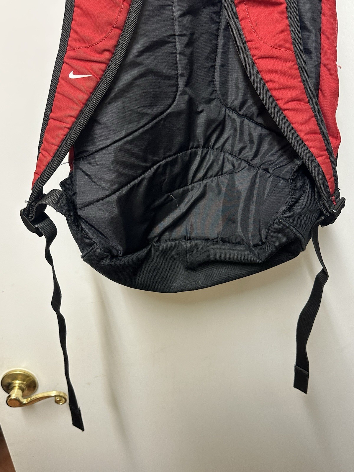 Nike Mesh Backpack Black Red Sports Training school Bag Swoosh Multi zip pockets