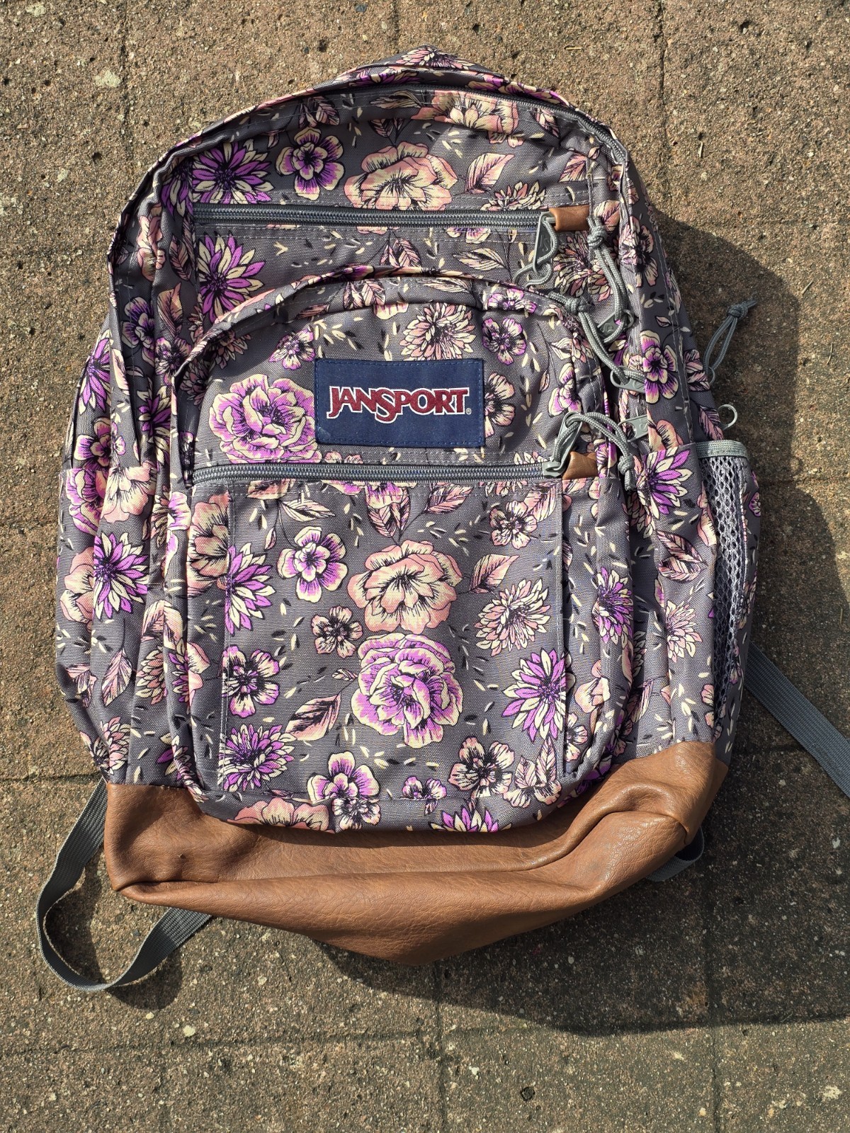 JanSport Cool Student Backpack Floralnl Leather Bottom