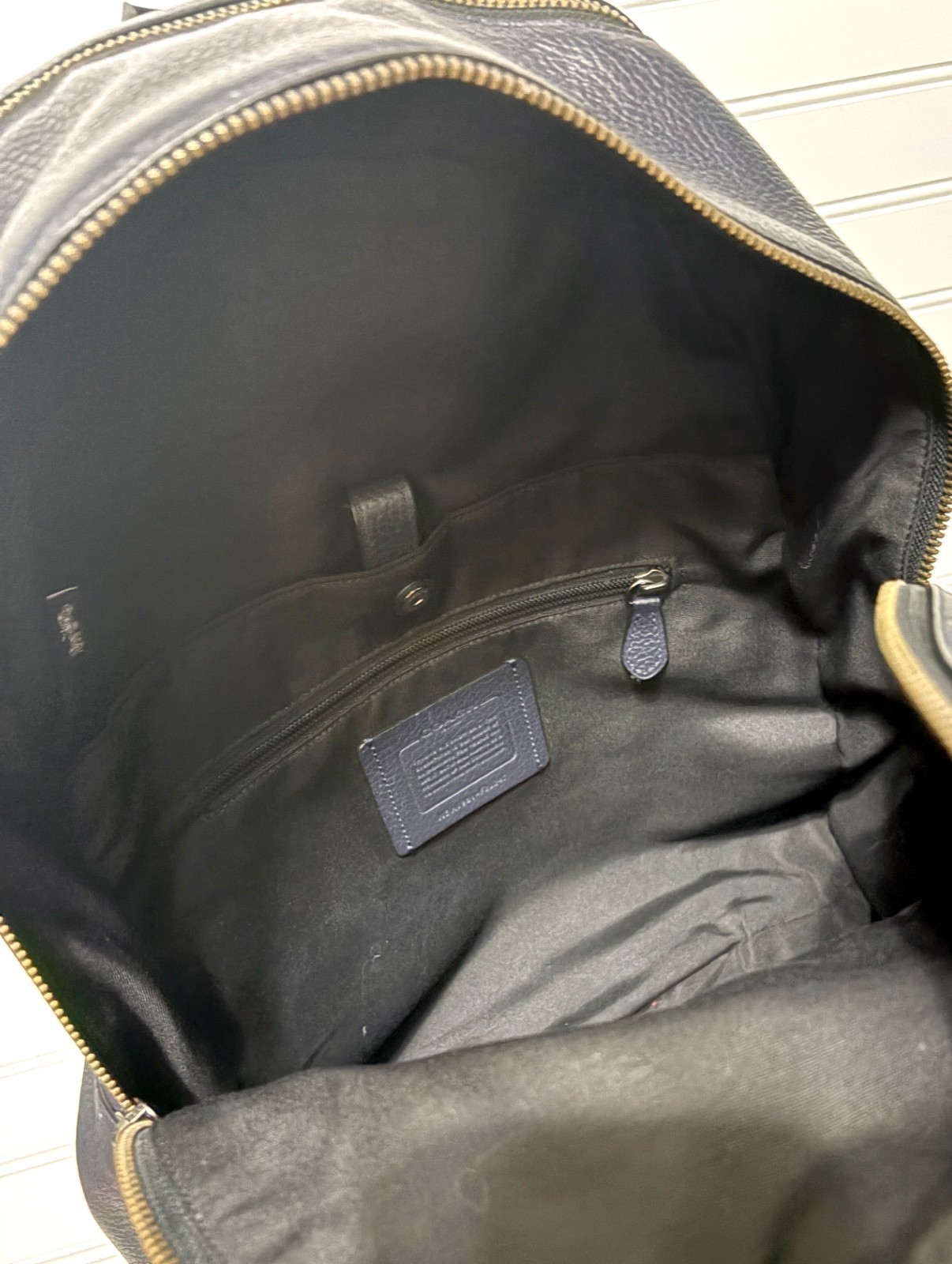 COACH West Navy Blue Large Pebbled Leather Backpack Bag F23247 Mens Womens