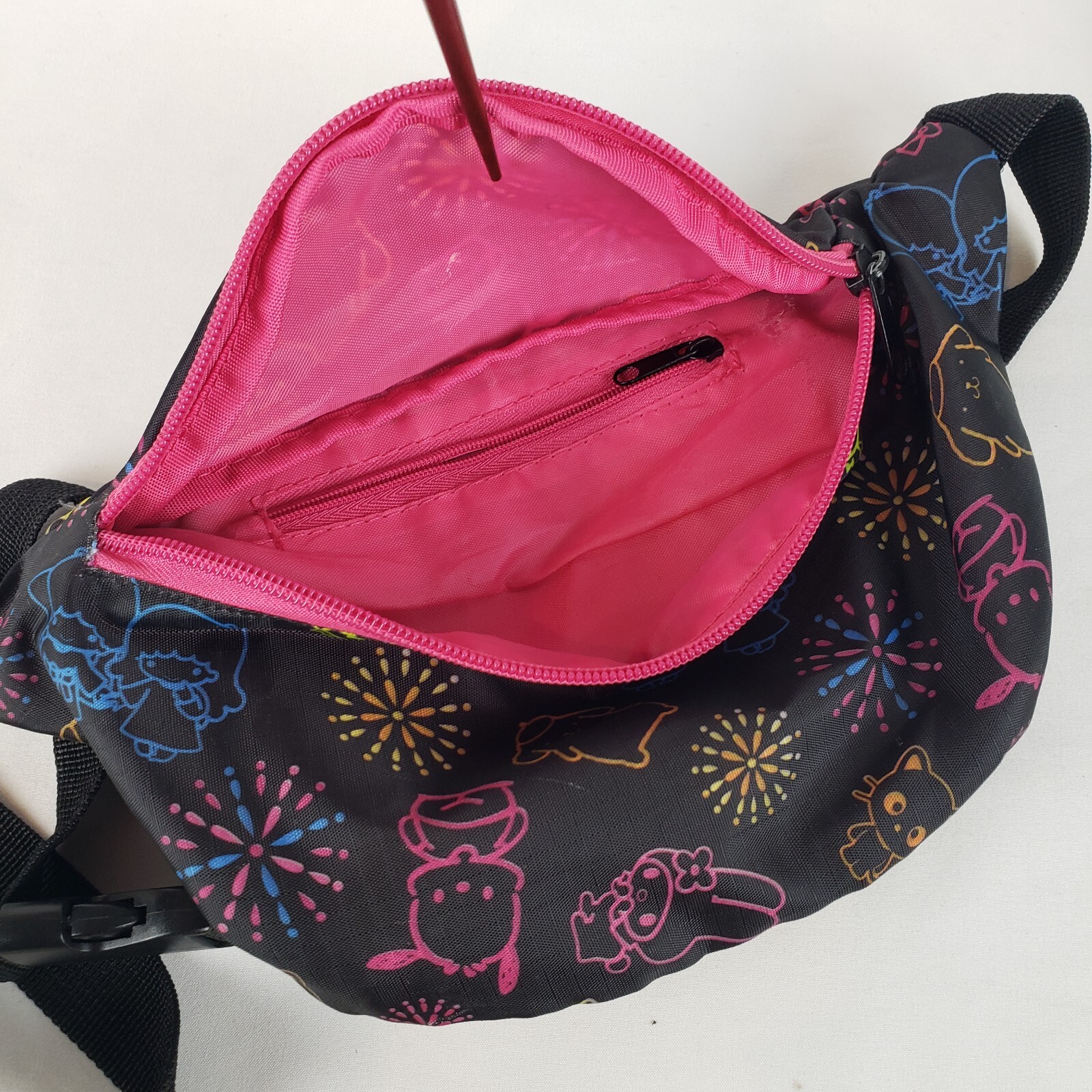 Sanrio Lootcrate Multi-Character Hip Fanny Pack Black Neon Outlines 2018
