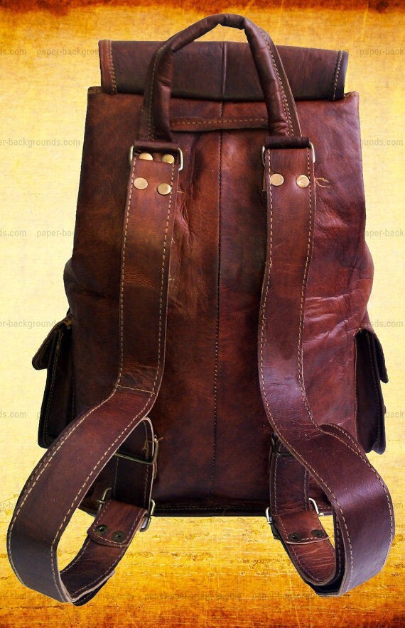 genuine leather backpack for men and women 18″Backpacks Leather bag