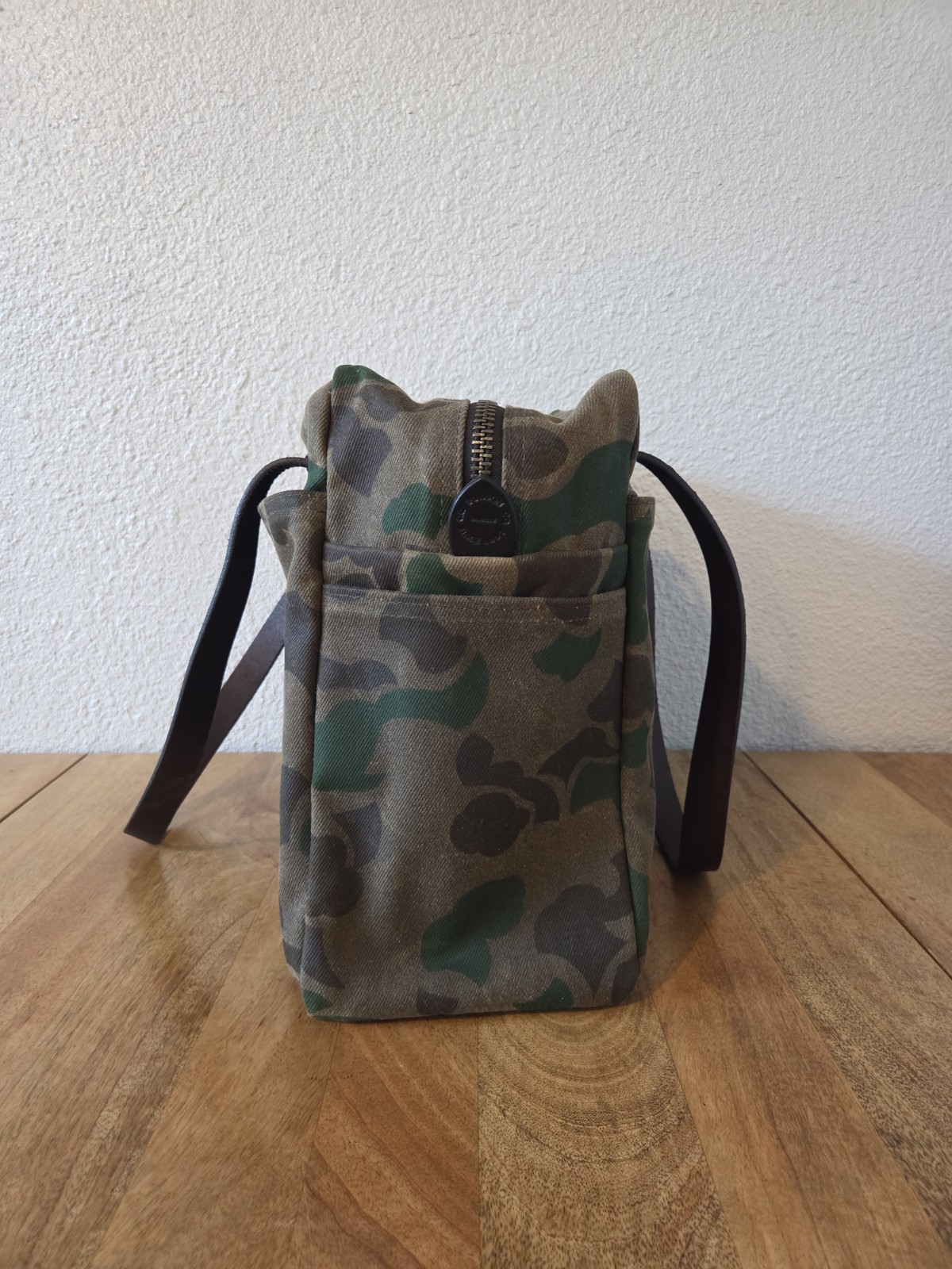Filson Waxed Rugged Twill Tote Bag With Zipper | Dark Shrub Camo | Ltd. Edition