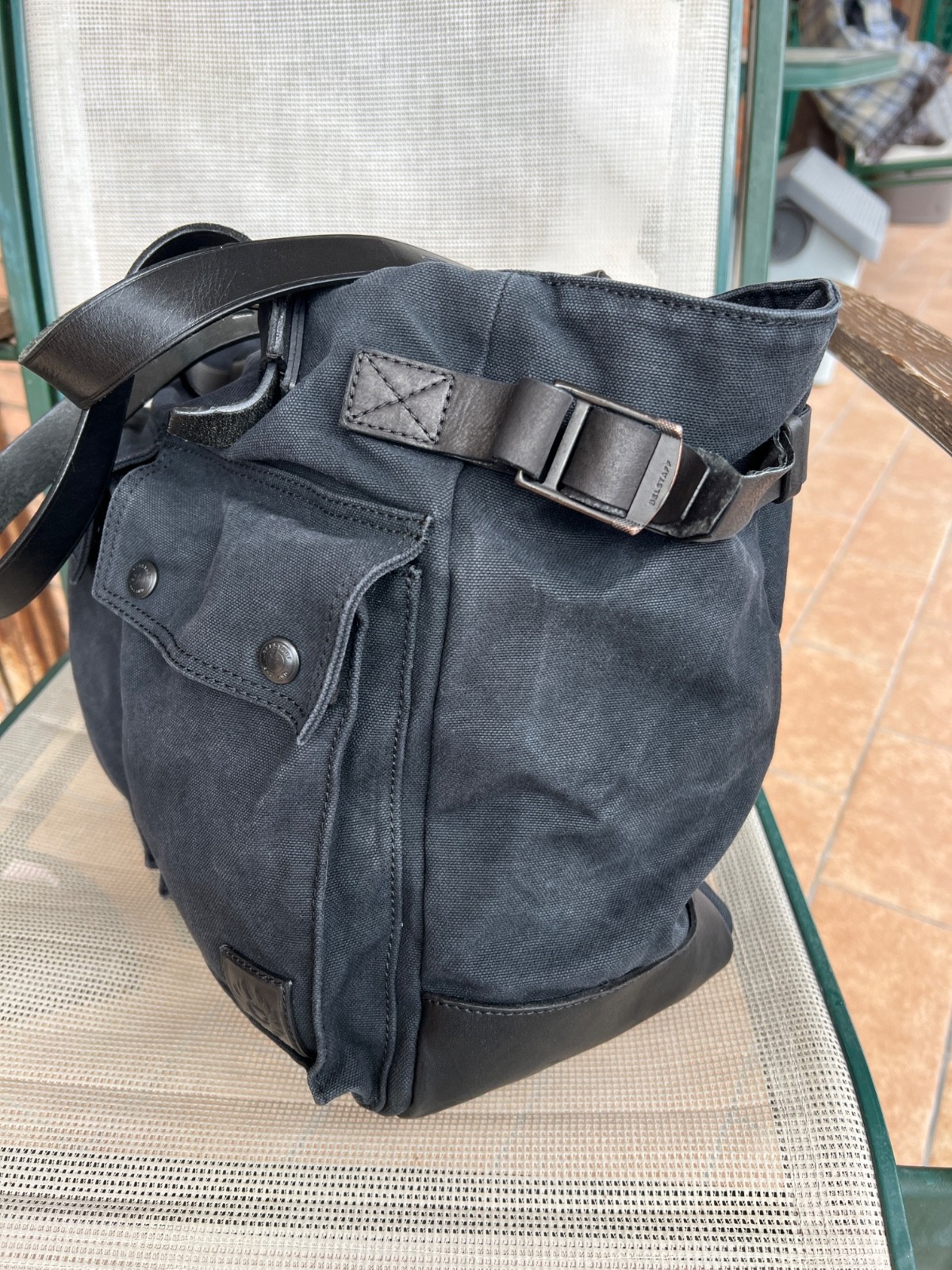 BELSTAFF HANDBAG TOTE BAG Cotton & Leather Colonial Made Italy