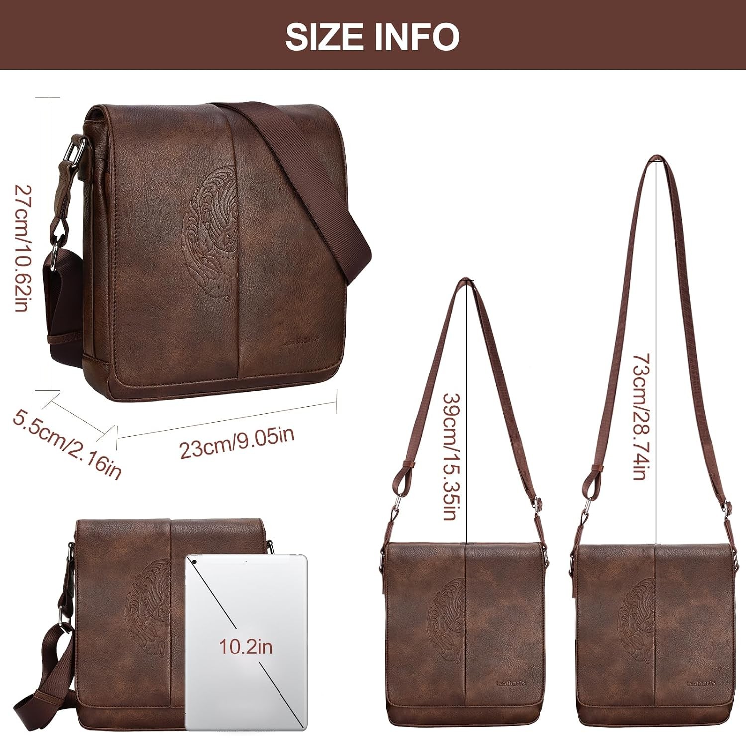 Vegan Leather Men’s Crossbody Bag Shoulder Purse Sling Satchel for Men Small