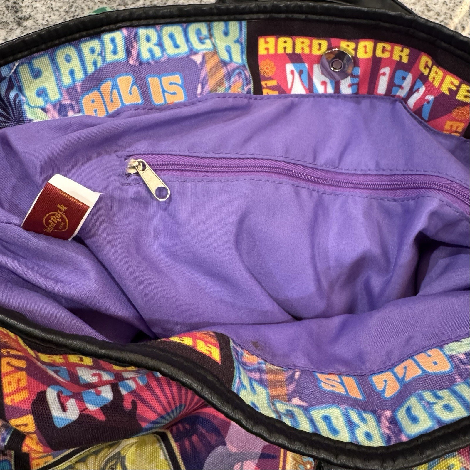 Hard Rock Cafe Concert Poster Graphic Messenger Tote Bag Purse Retro Boho *READ