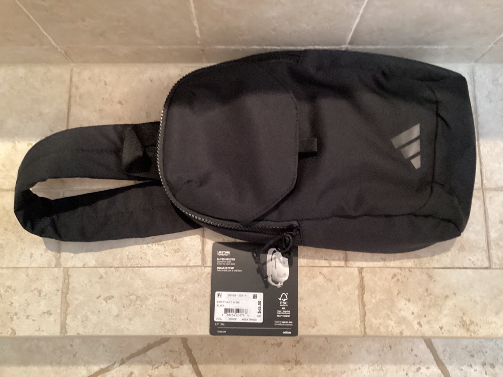 Adidas Essentials Sling Crossbody Bag Black Adjustable Strap NWT Compact Travel