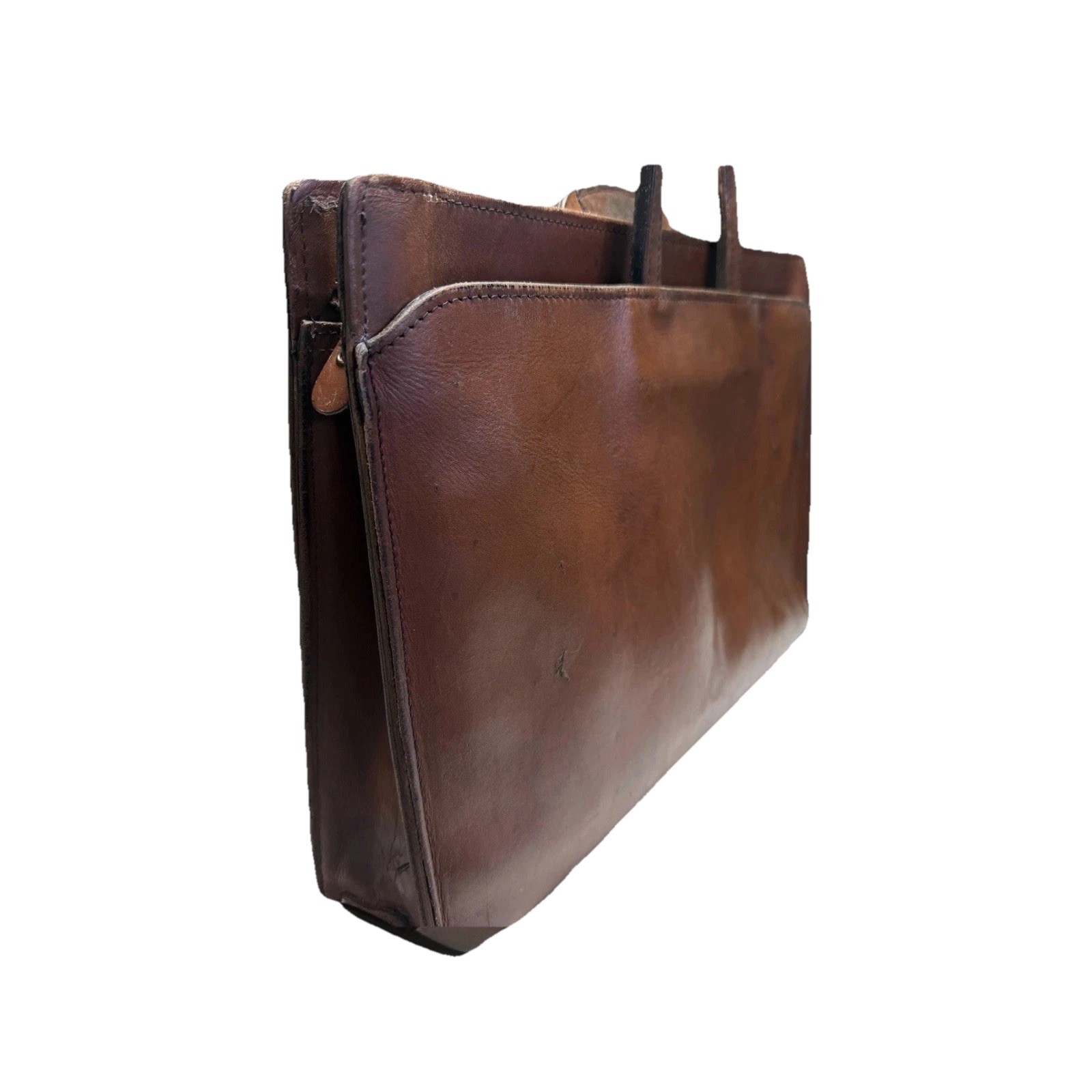 VTG Leather Briefcase Brown Saddle EDF Monogram
