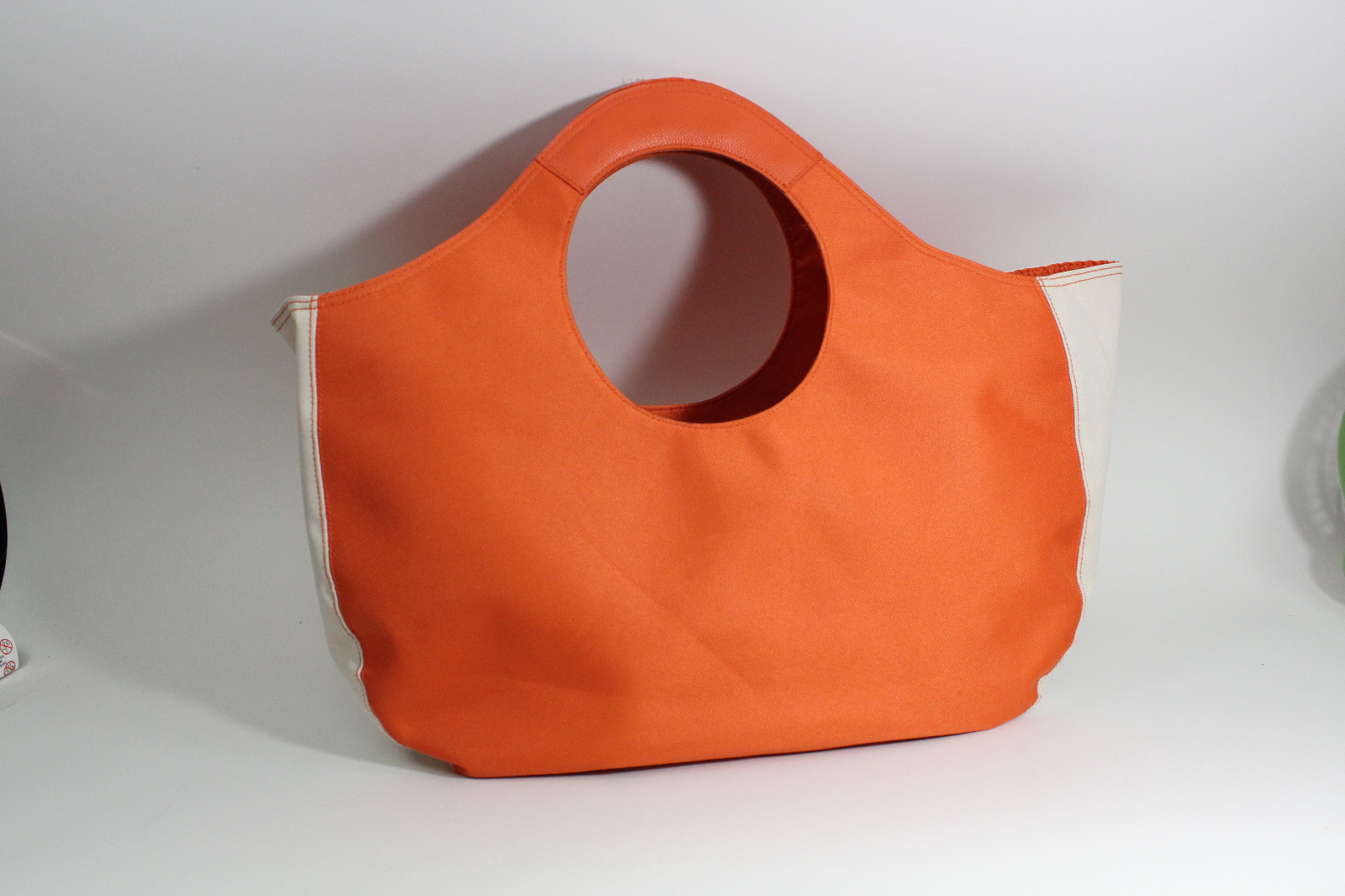 Estee Lauder Large Heavy Synthetic Canvas Bag Tote Shopper Orange & White