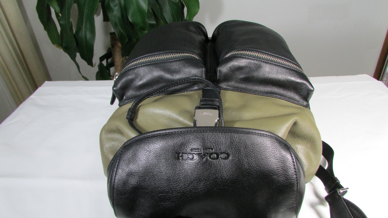NWT Coach Men’s Rucksack Smooth Leather Backpack F71728 Black / Surplus