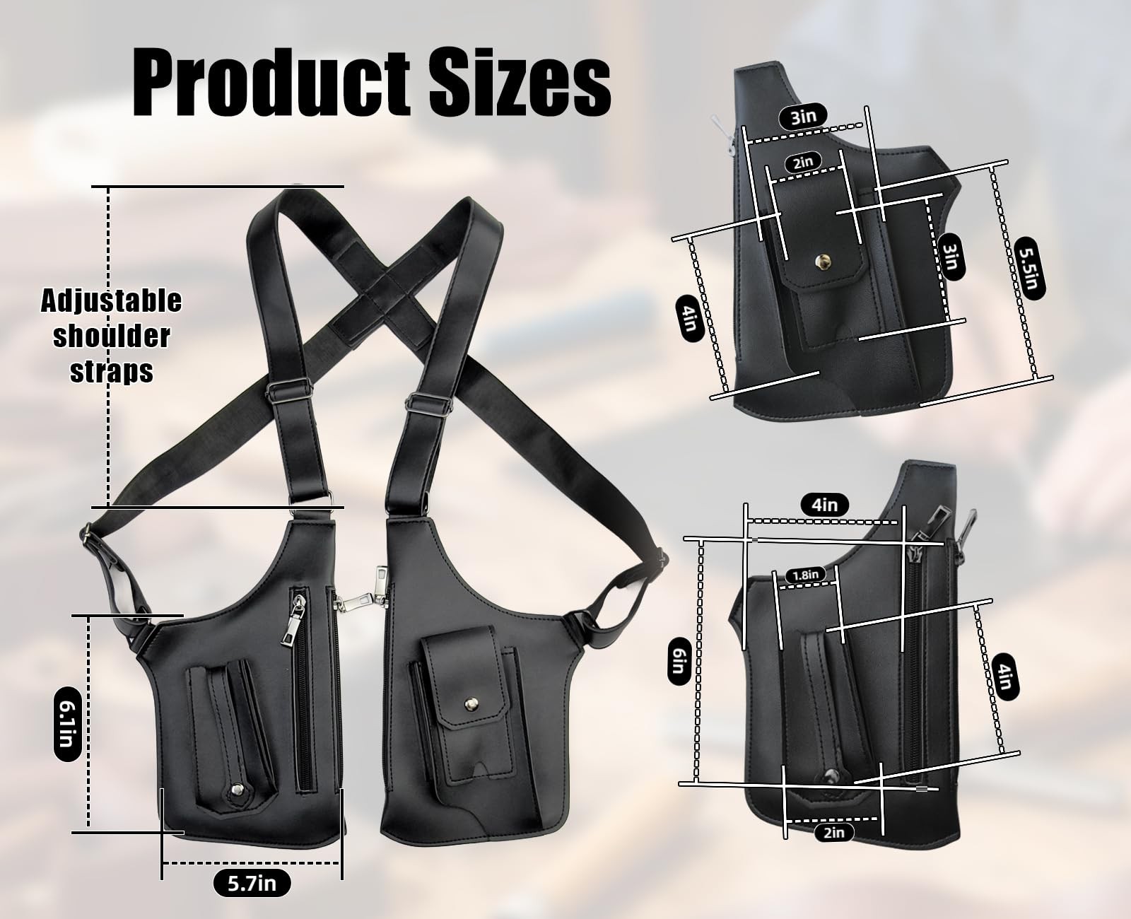 Double Shoulder Armpit Chest Bag for Men,Adjustable Shoulder Underarm Holster…