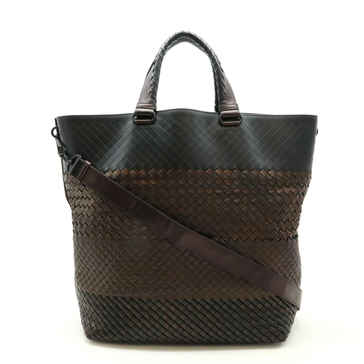 Bottega Veneta Intreccio Imperatore Tote Bag 2WAY Shoulder Leather Black Brown