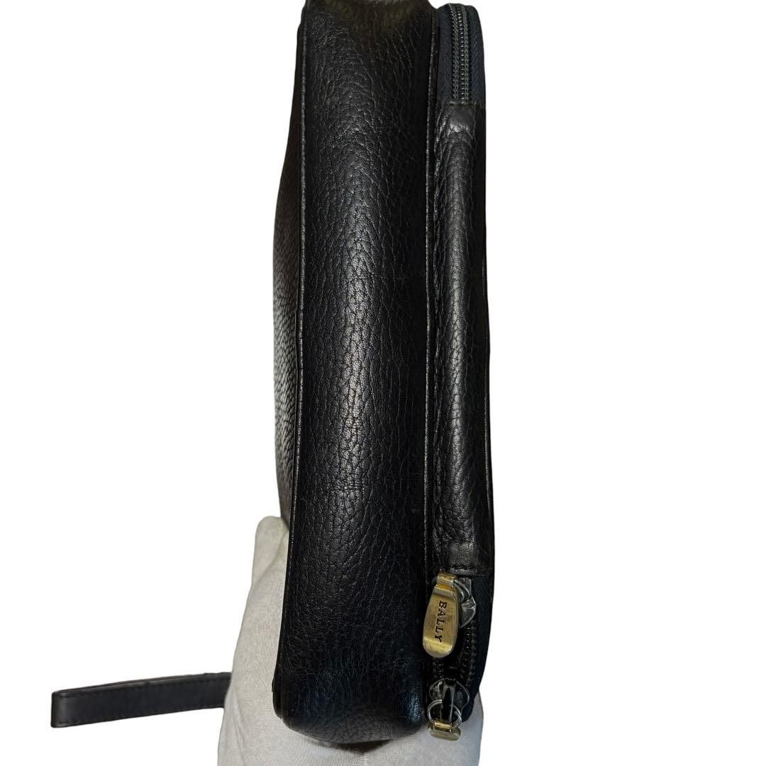 BALLY Clutch Bag Second Handbag Made in Italy Leather Black Vintage 26x20x6cm
