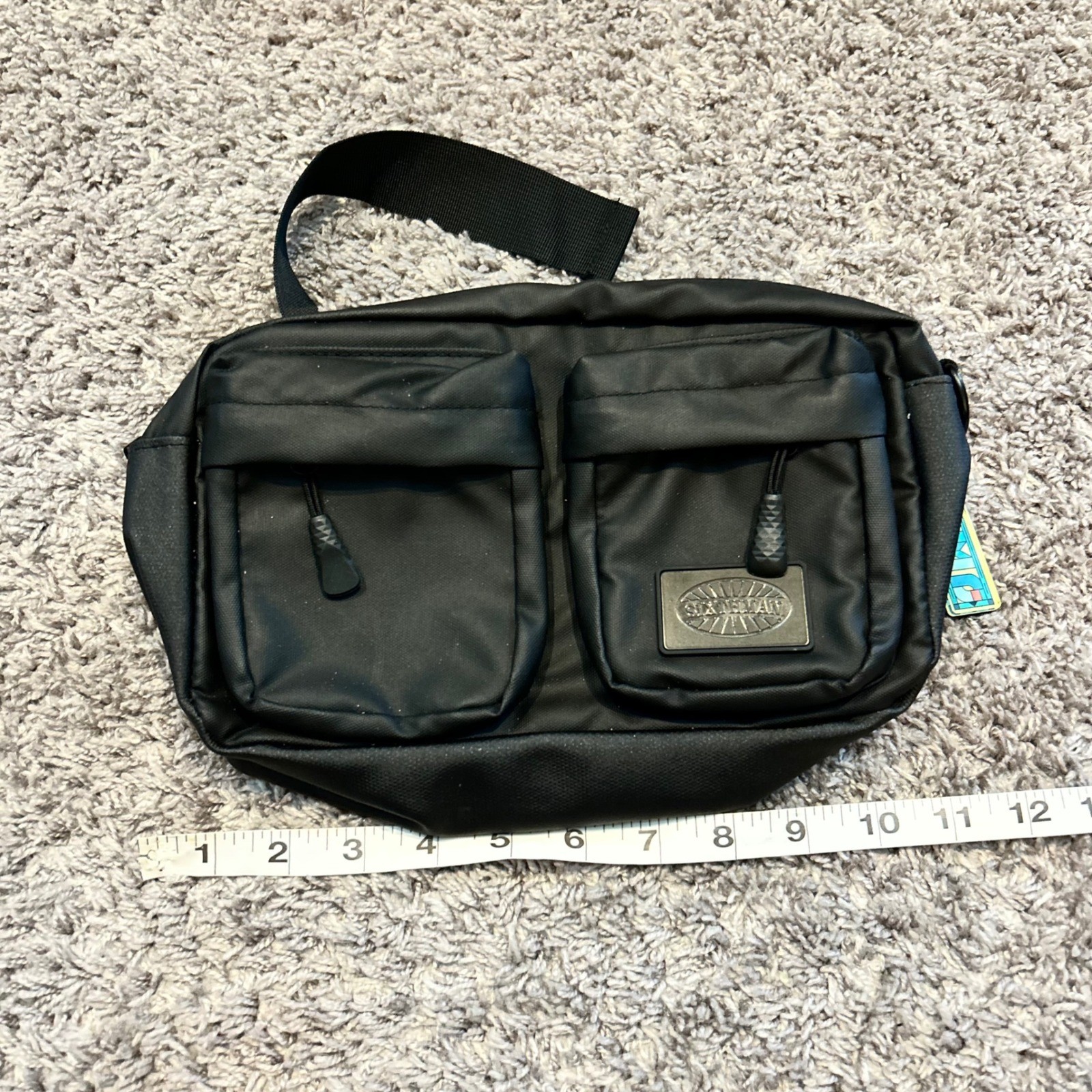 SIXTHMAN Black Crossbody Bag Messenger Bag Adjustable Strap Multiple Pockets