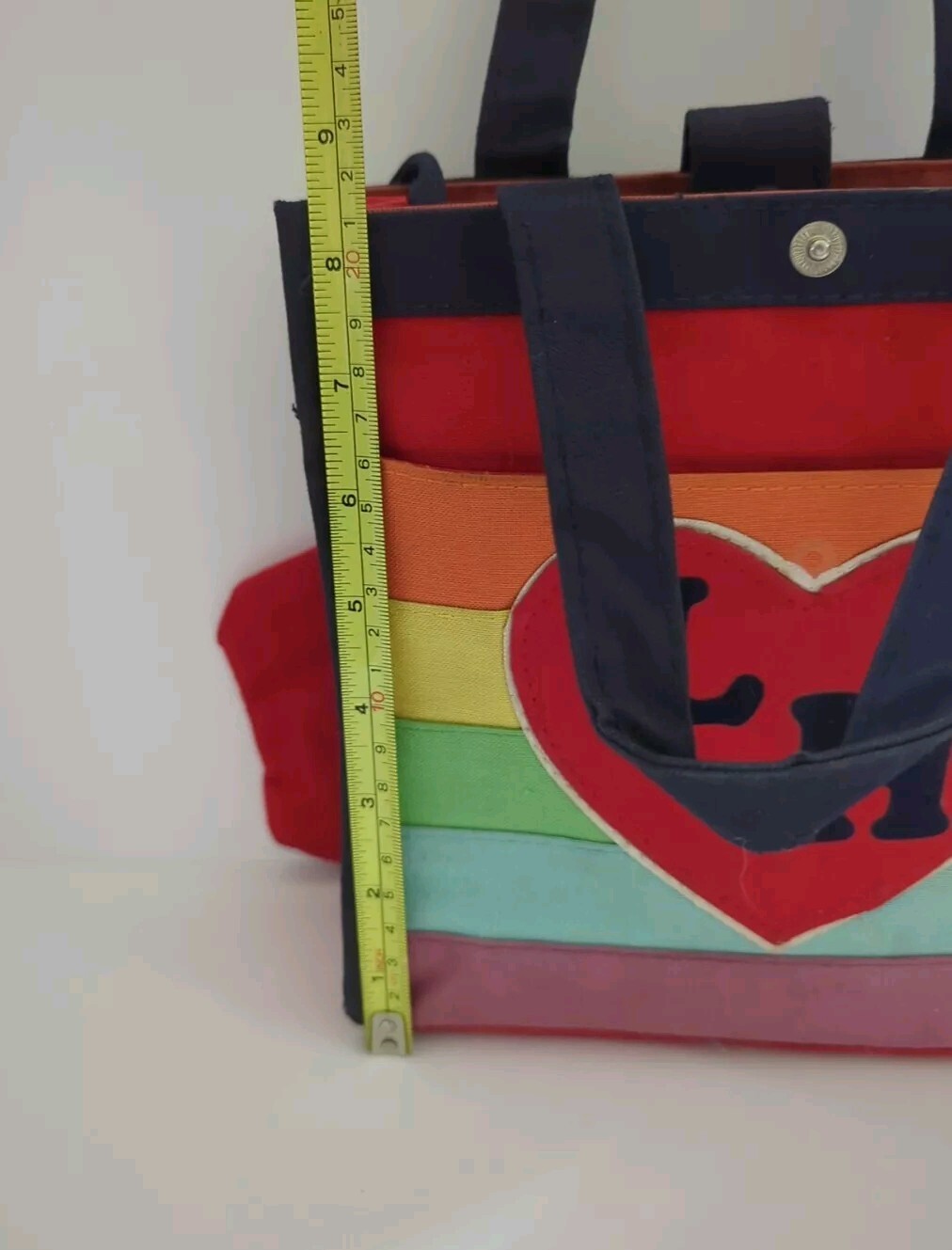 1980s Multicolor Rainbow Thick Canvas Mini Tote Bag “LH” Monogram M