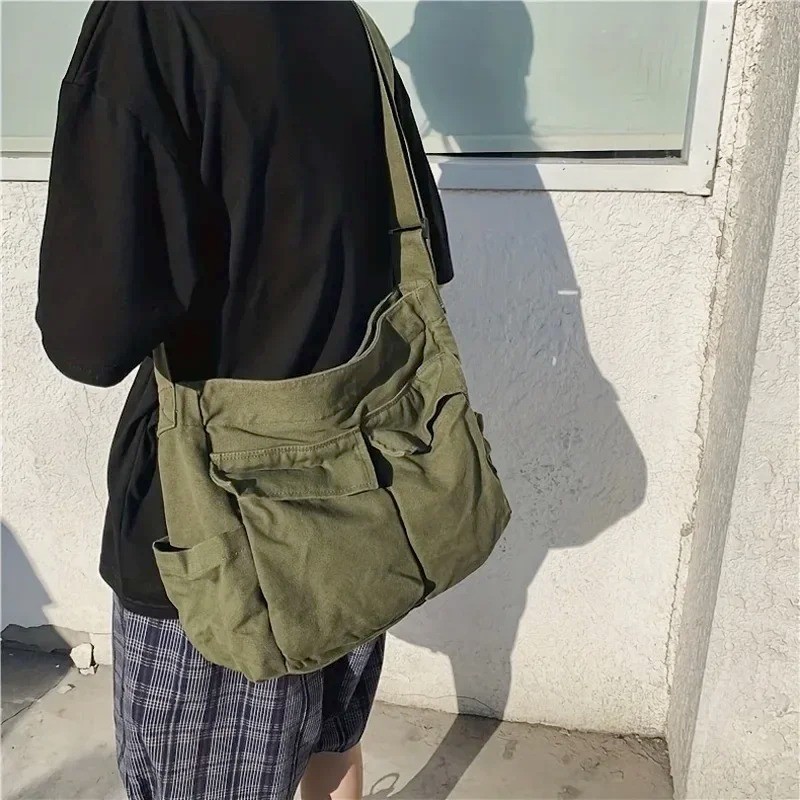 Workwear Multi-pocket Messenger Bag Men Women Shoulder Travel Student Bag