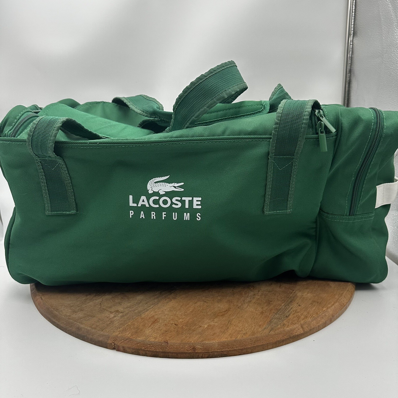 Lacoste Parfums Essential Gym Bag Green Crocodile Duffle Travel Carry-on
