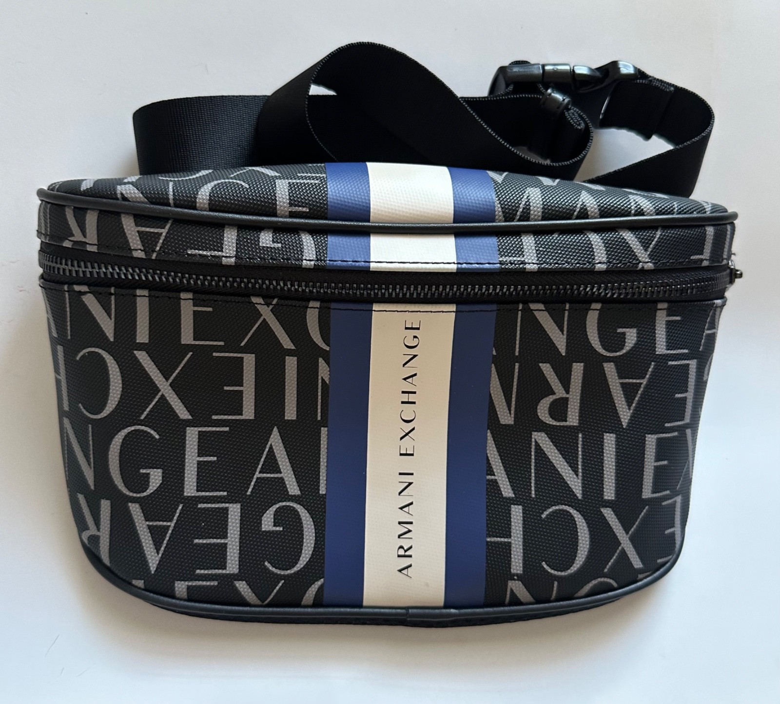 Armani Exchange A|X Logo Crossbody / Belt Bag Black Blue White – New Without Tag