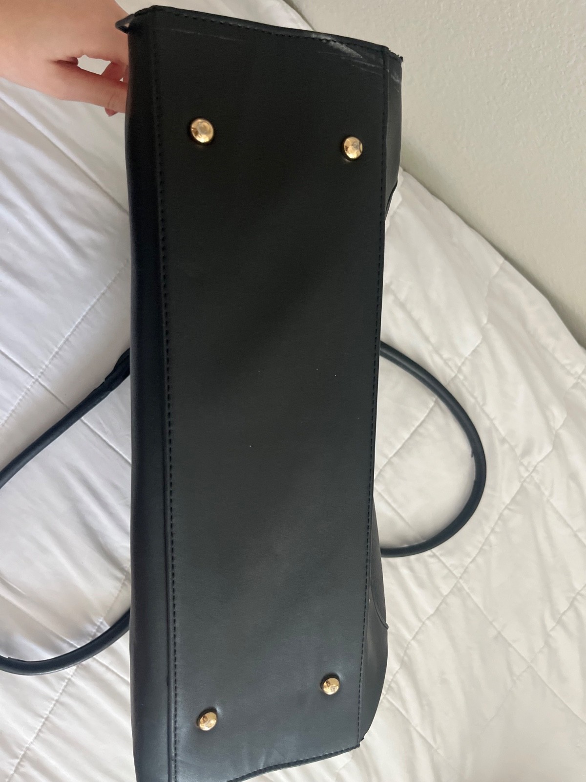 Women’s Synthetic Leather Black Work Bag With Laptop Holder Inside