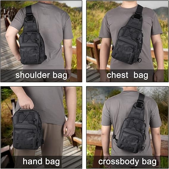 Men Backpack Tactical Sling Bag Chest Shoulder Fanny Pack Cross Body Molle Pouch