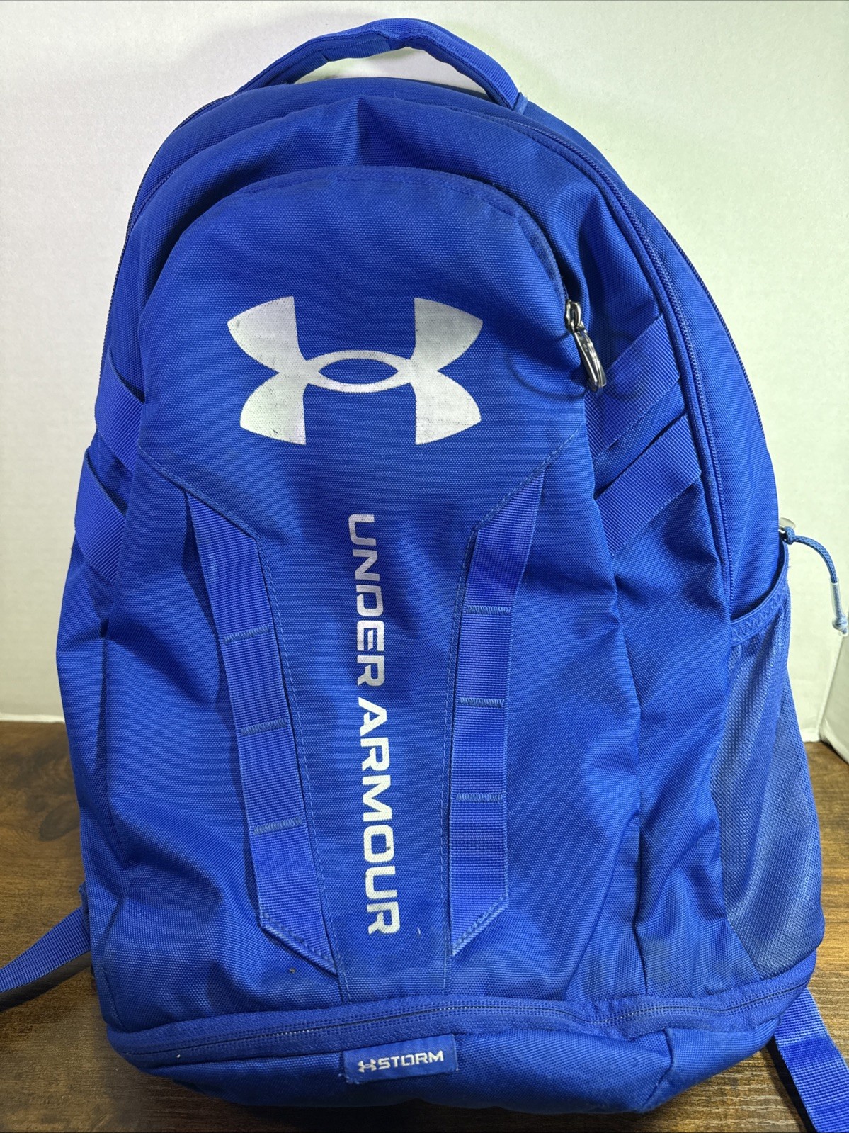 Under Armour Hustle 5.0 Backpack Royal Blue Good Condition All Zippers Function