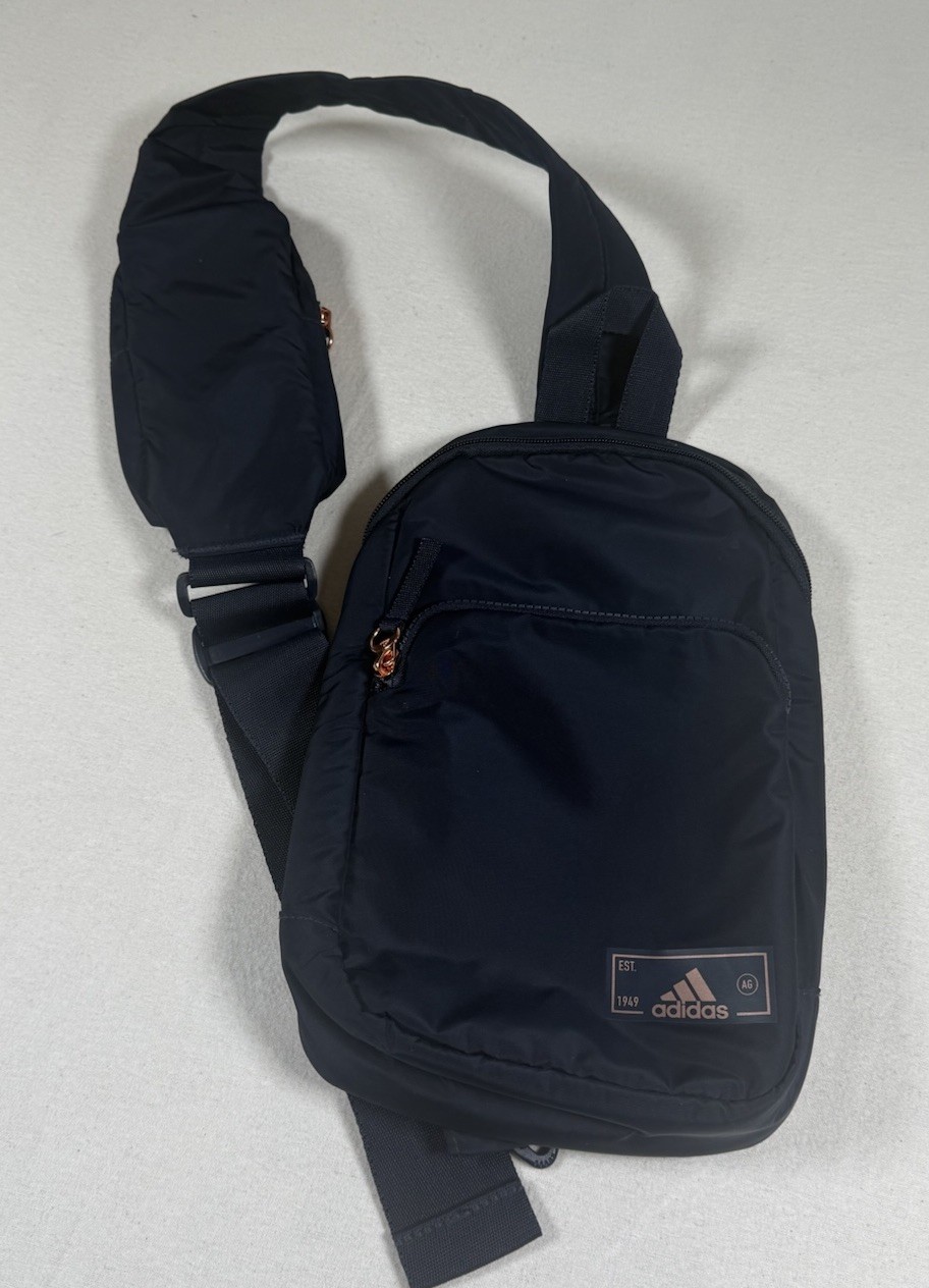 Adidas Essentials 3 Sling Crossbody Bag, Dark Navy w/ Rose Gold accents Travel