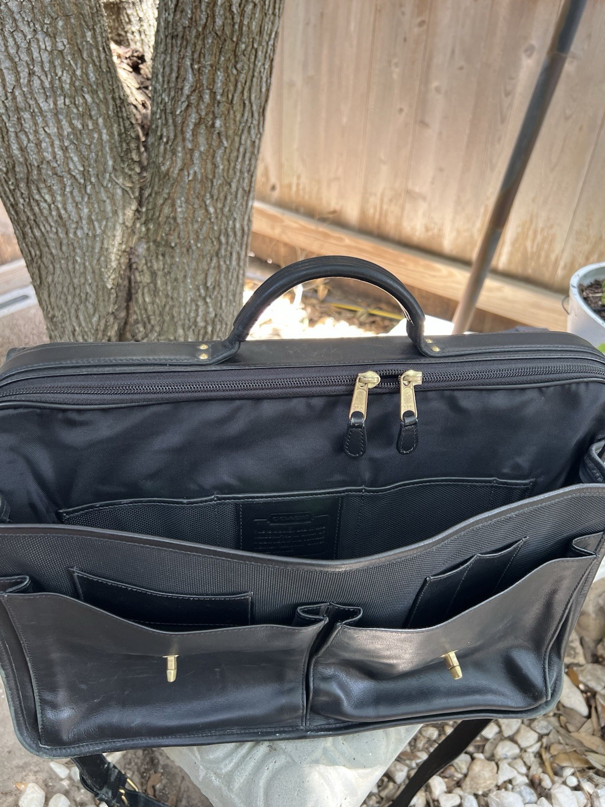 COACH Prescott Diplomat Black Leather Briefcase 0532 Turnlock Organizer Laptop