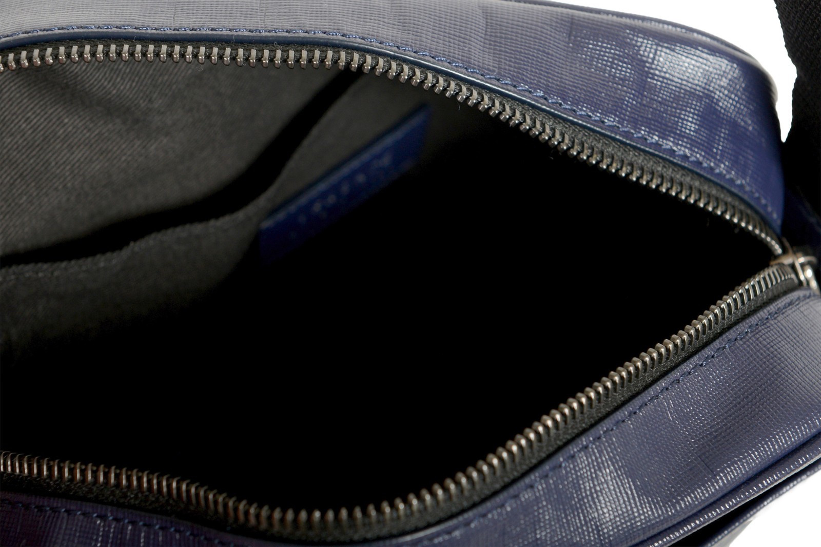Versace Unisex Navy Blue Textured Leather Medusa Logo Crossbody Shoulder Bag