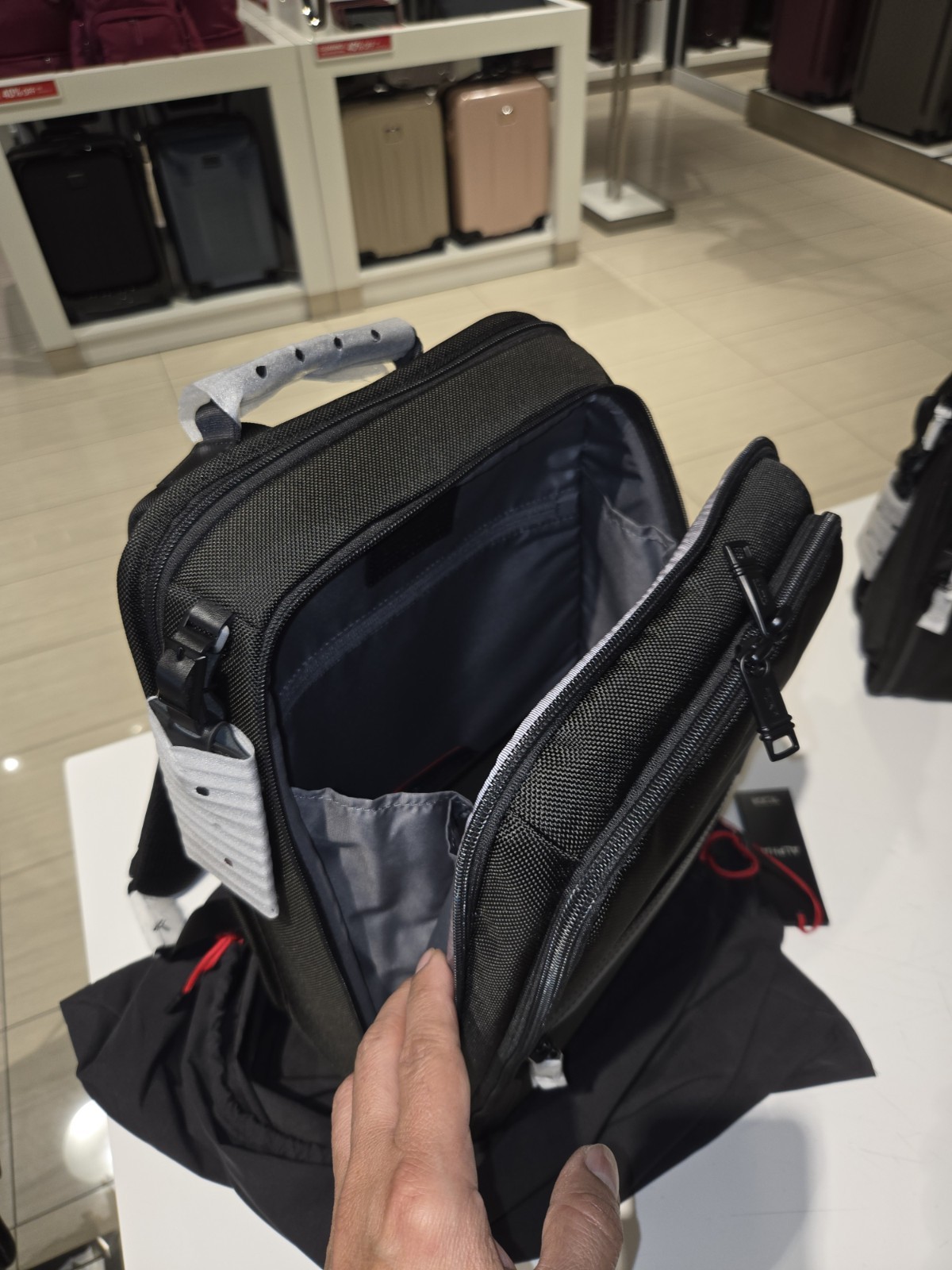 NWT TUMI ALPHA Blk Ballistic Nylon Slim Backpack+Red Pouch+Organizer Travel Tote