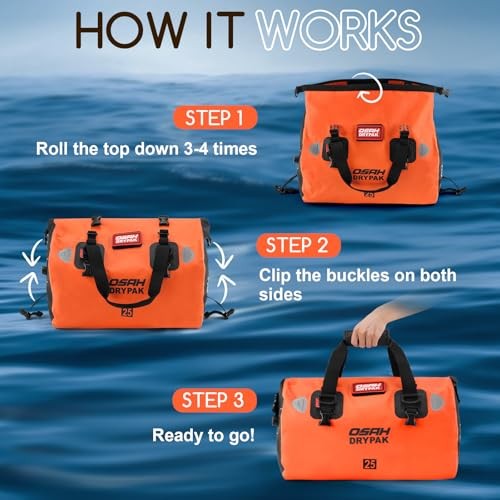 Waterproof Duffel Bag – Motorcycle Dry Bag Tail Bag with Large 40L Orange