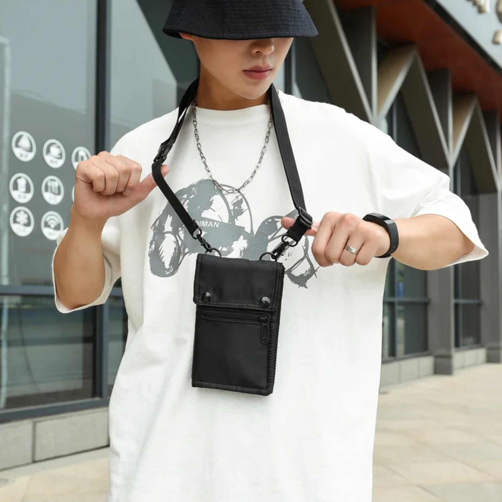 Crossbody Messenger Shoulder Bag Wrist Phone Pouch Case Sports Purse Wallet Men